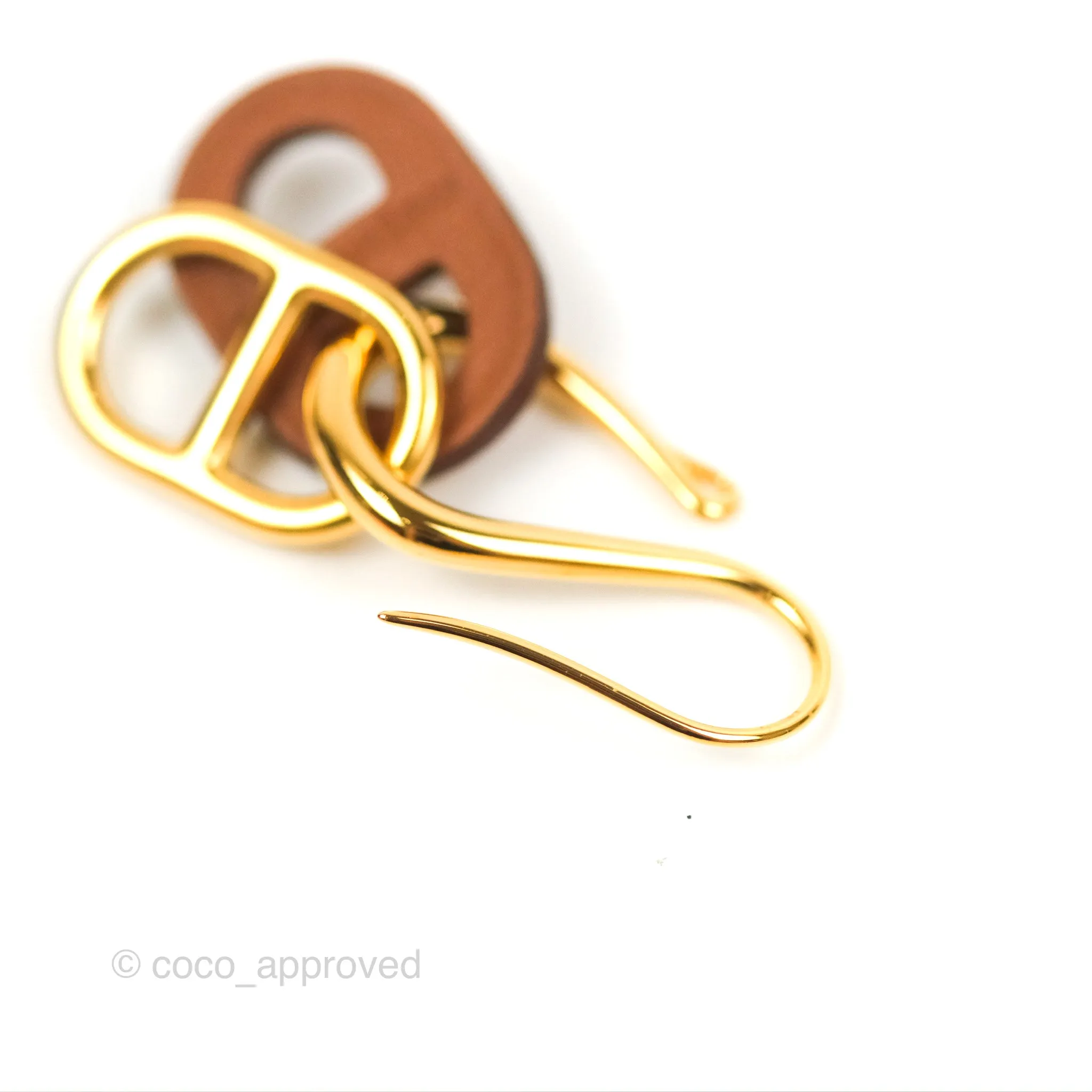 Hermes O'Maillon Earrings Gold Swift Gold Tone