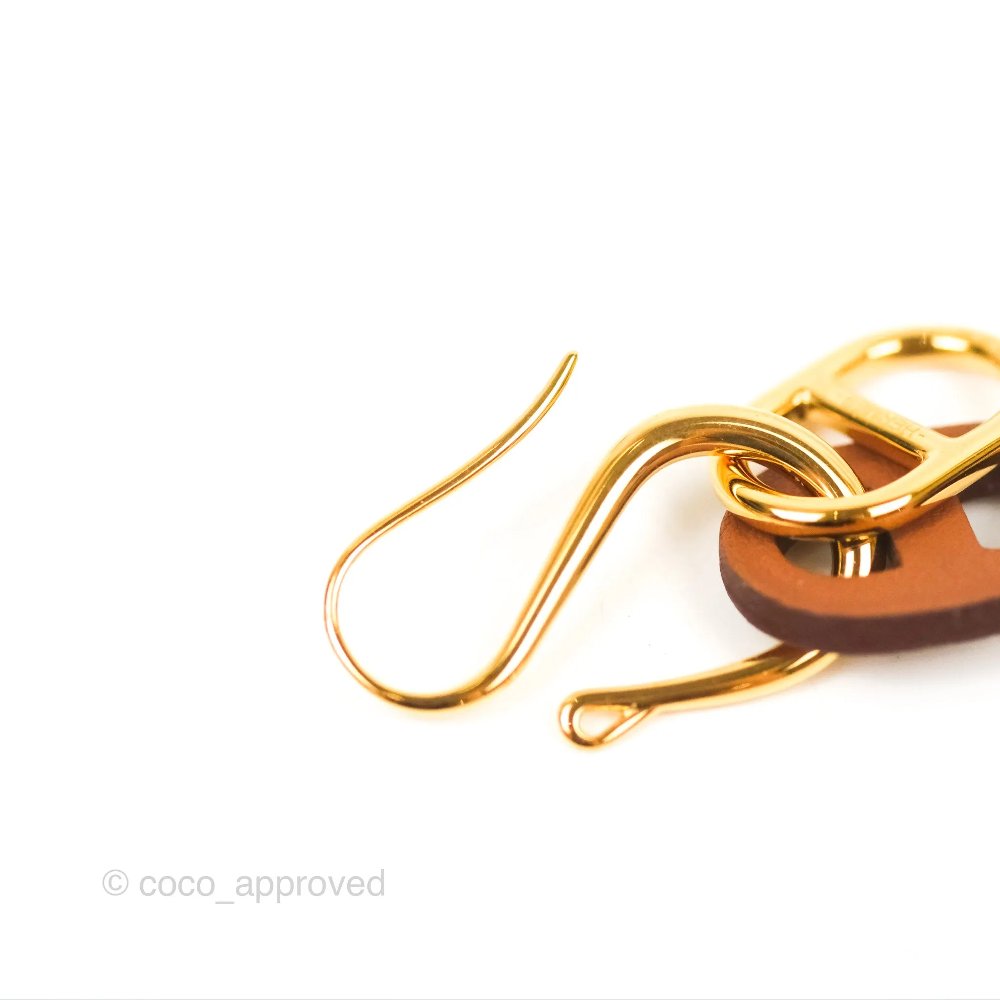 Hermes O'Maillon Earrings Gold Swift Gold Tone