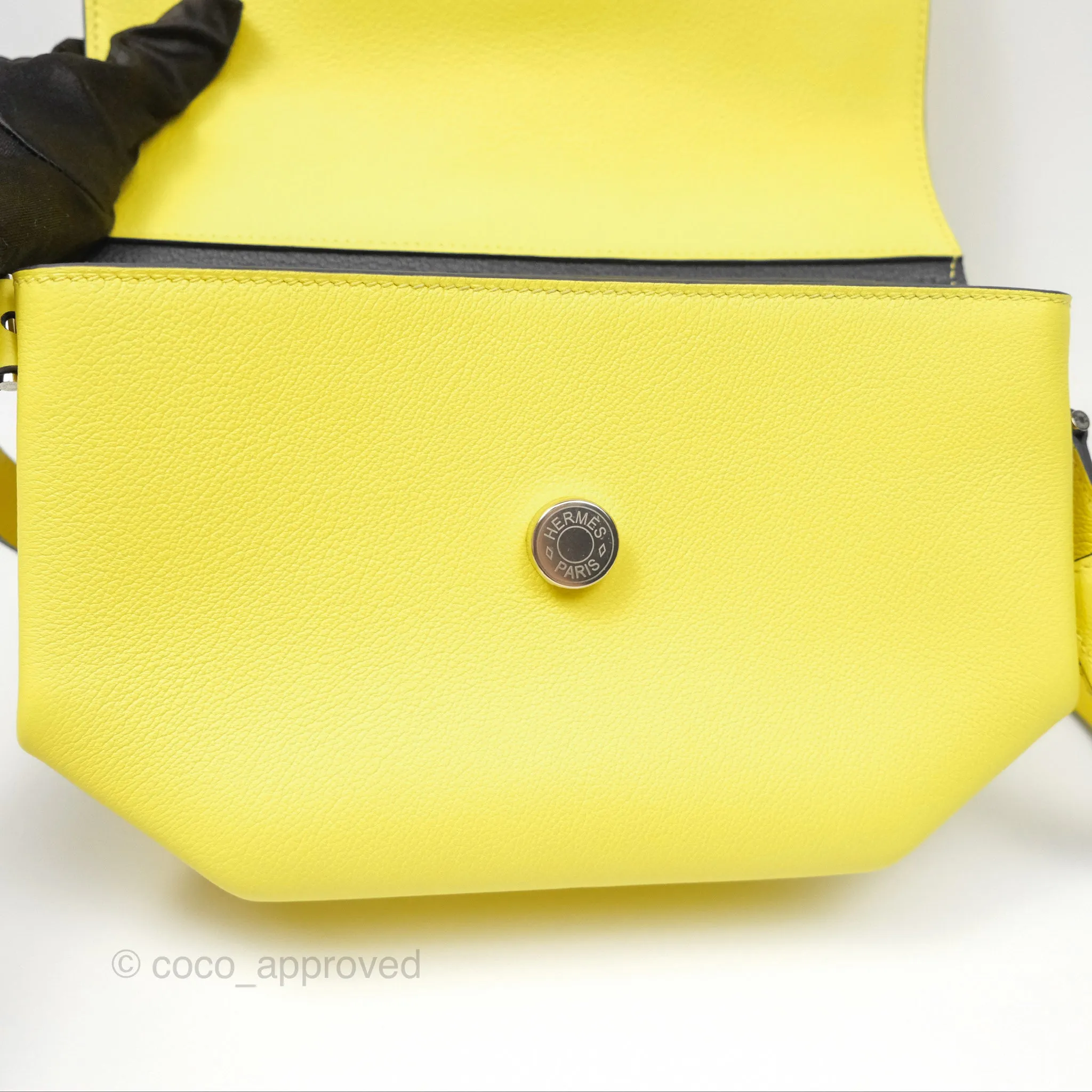 Hermes Opli Bag Lime Yellow Novillo