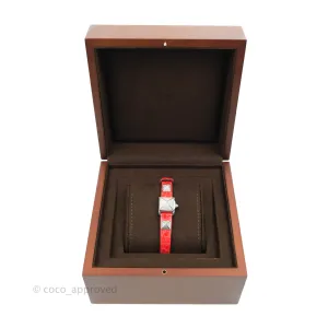 Hermes Pave Diamond Medor Red Crocodile Watch Bracelet Palladium Hardware