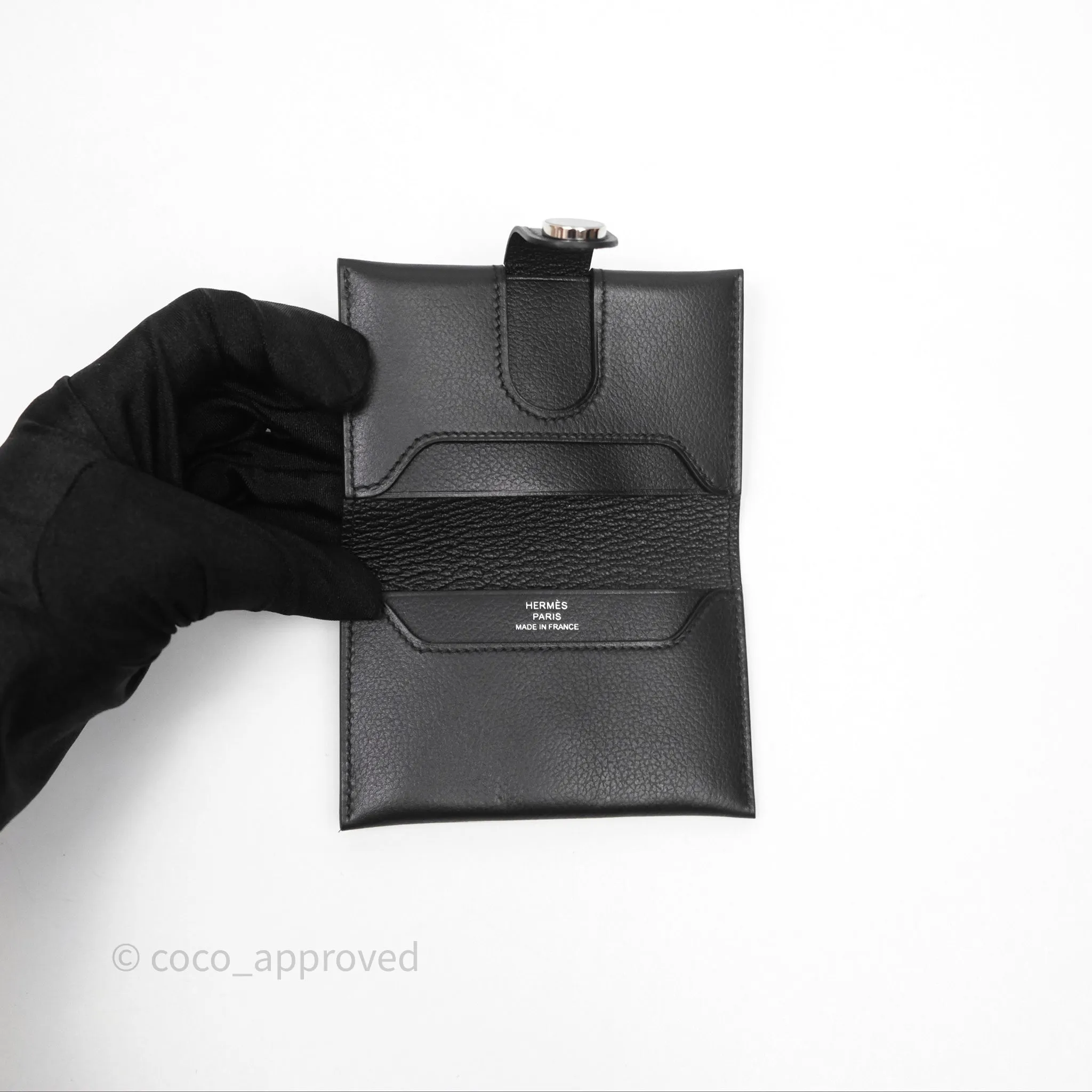 Hermes Porte-Cartes R.M.S Veau Evergrain Noir