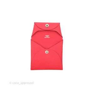 Hermes Red Bastia Coin Purse Chevre Mysore