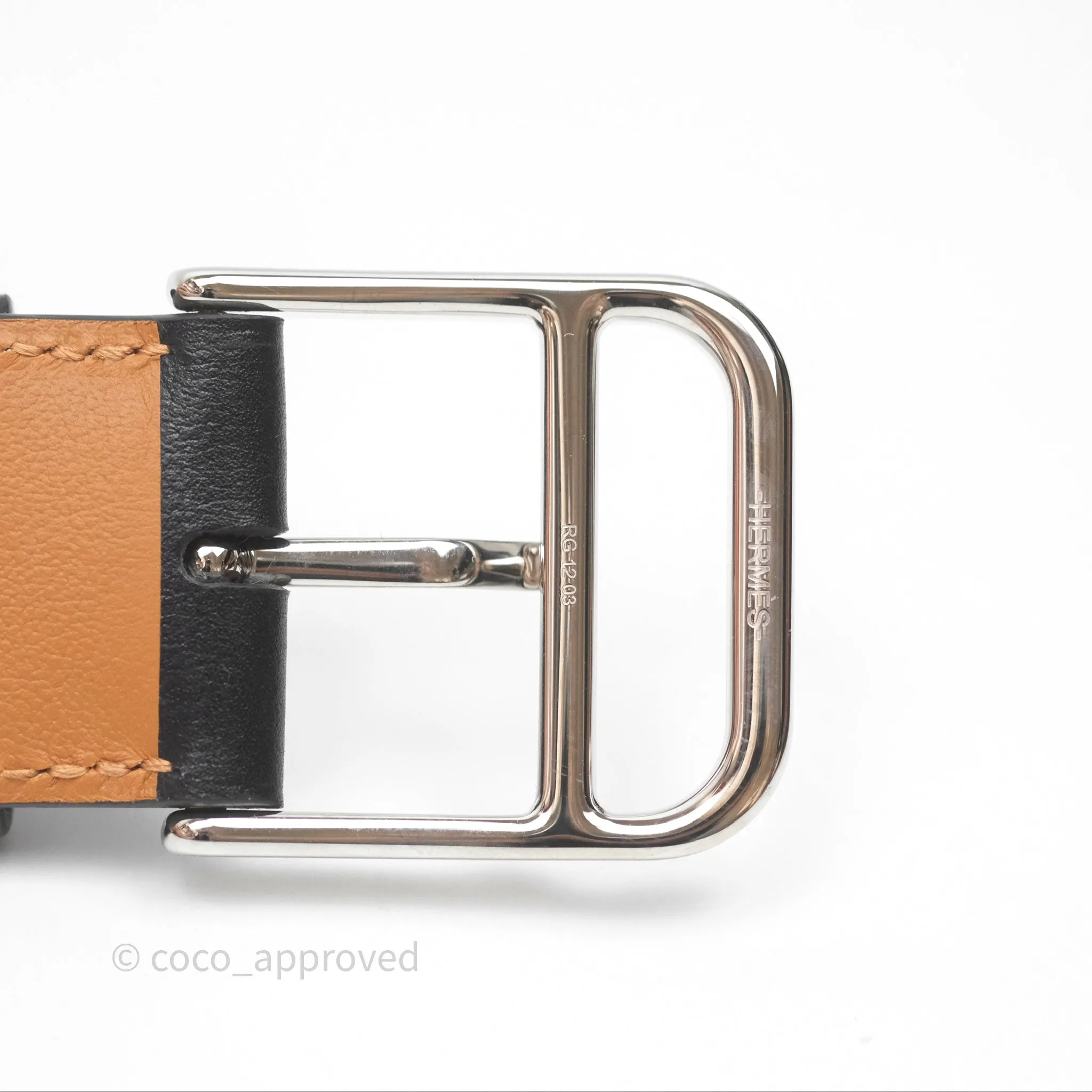 Hermes Romain 35 Belt Noir Palladium Hardware