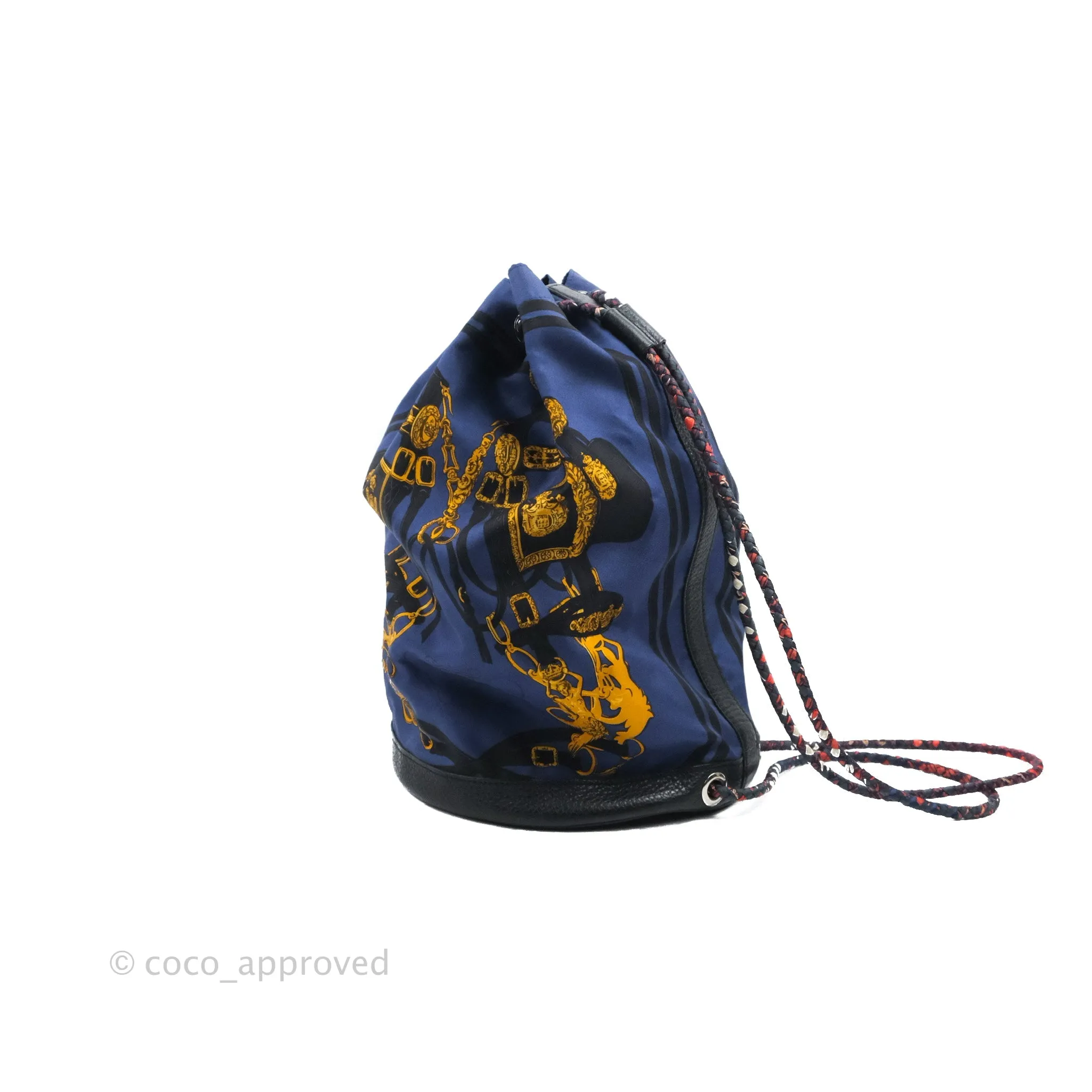 Hermes Sac Soie-Cool Drawstring Backpack Navy