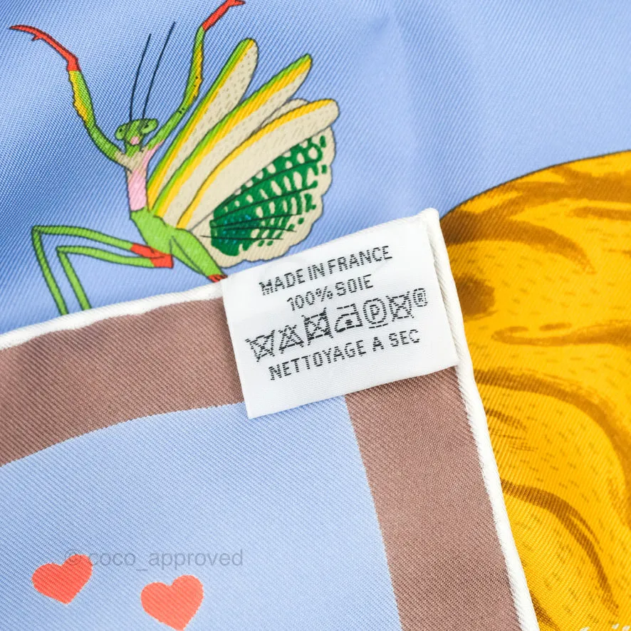 Hermes Story Scarf 90 Bleu Lavande/Vert/Rose