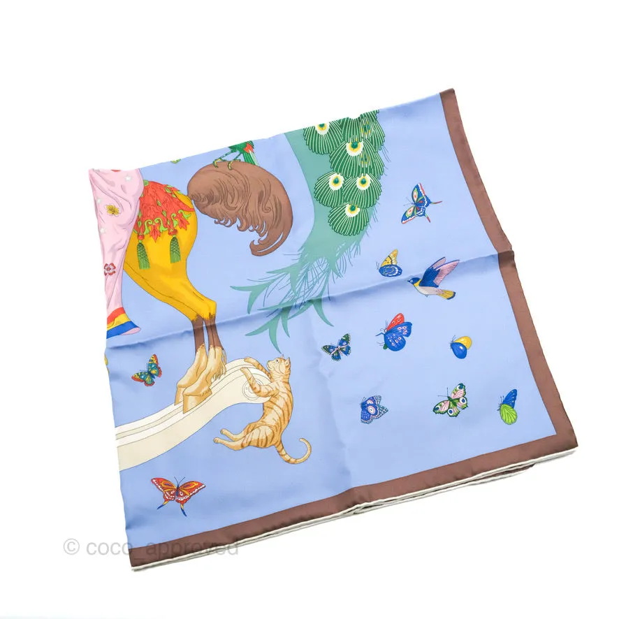 Hermes Story Scarf 90 Bleu Lavande/Vert/Rose