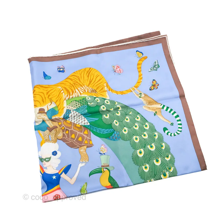 Hermes Story Scarf 90 Bleu Lavande/Vert/Rose