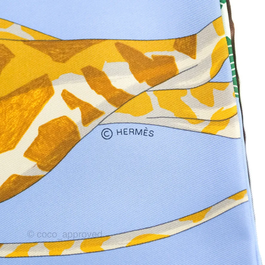 Hermes Story Scarf 90 Bleu Lavande/Vert/Rose