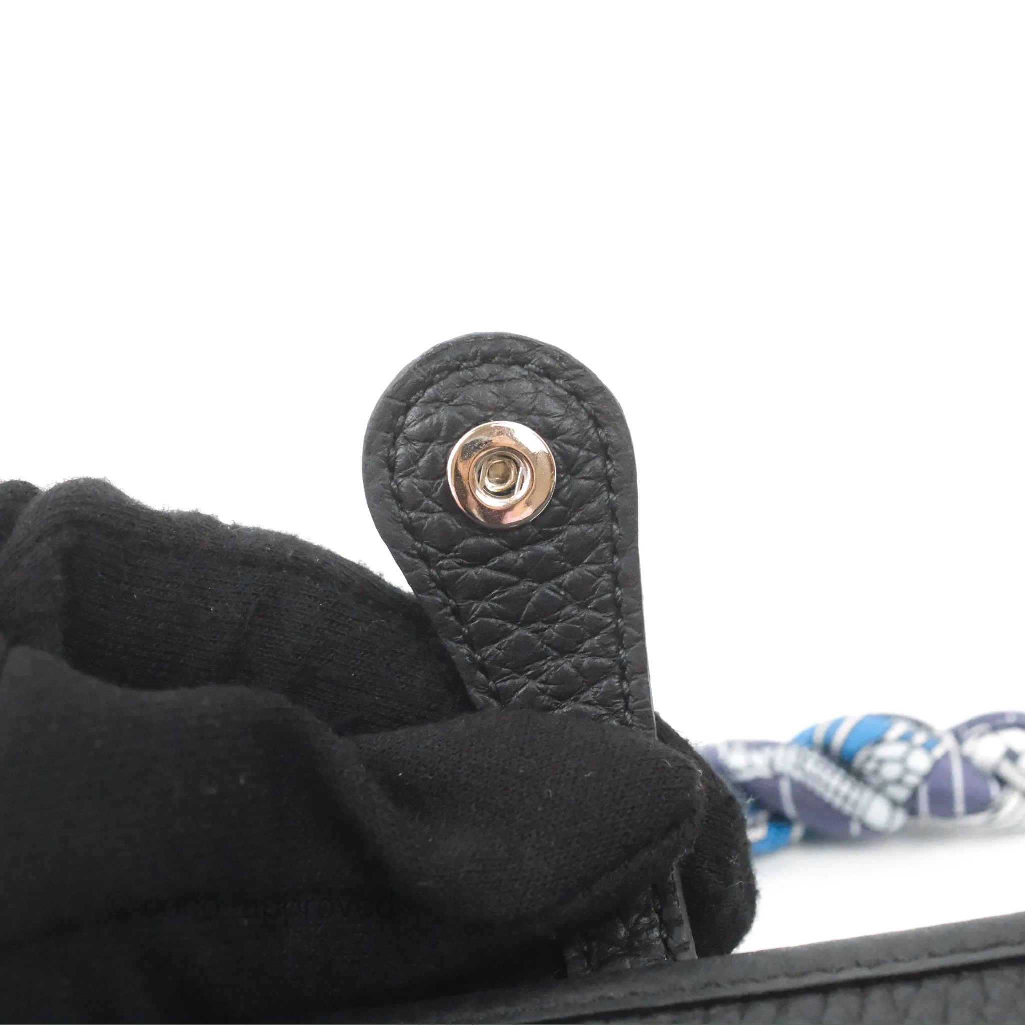 Herms Mini Evelyne 16 Black Clemence Palladium Hardware With Twilly