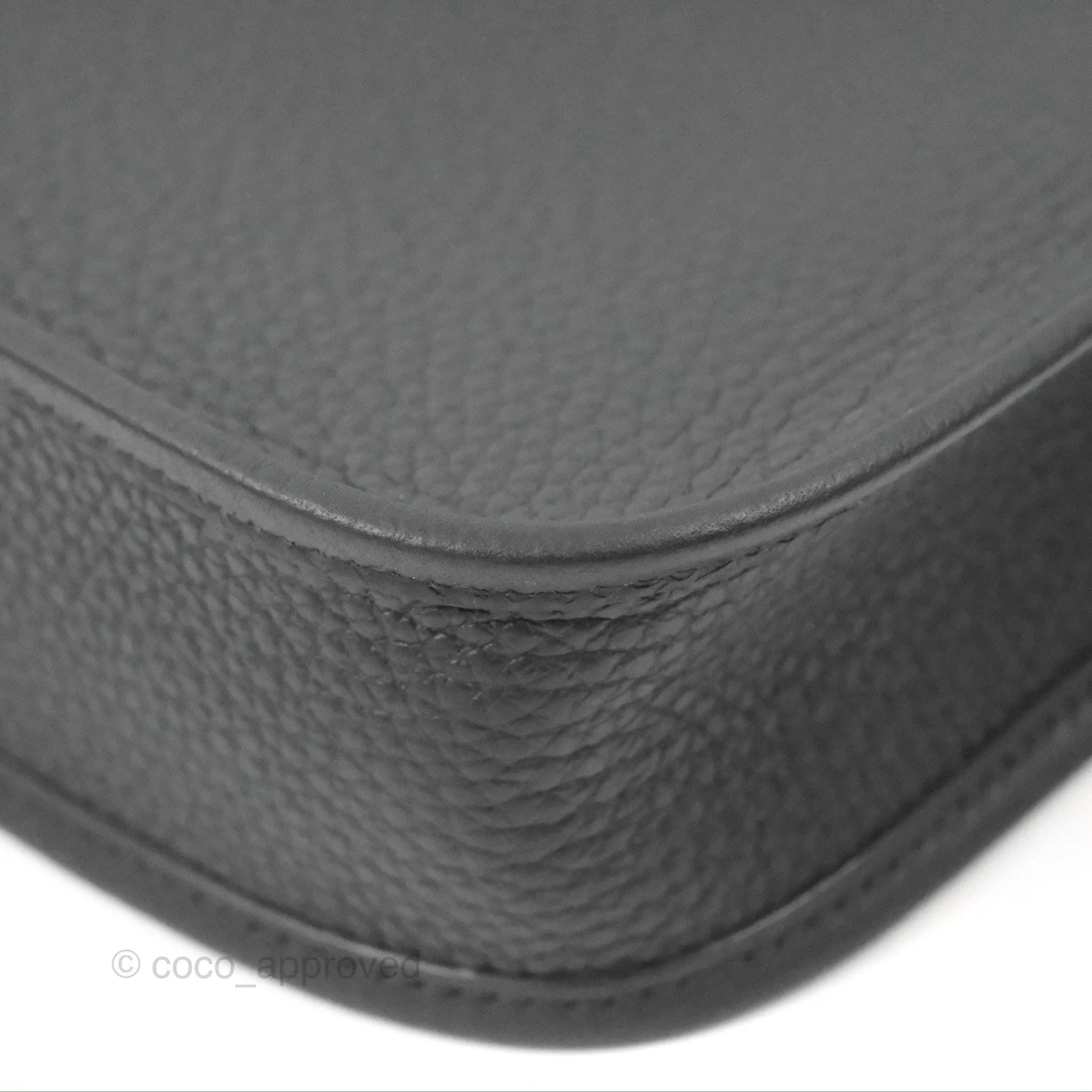 Herms Mini Evelyne 16 Black Clemence Palladium Hardware With Twilly