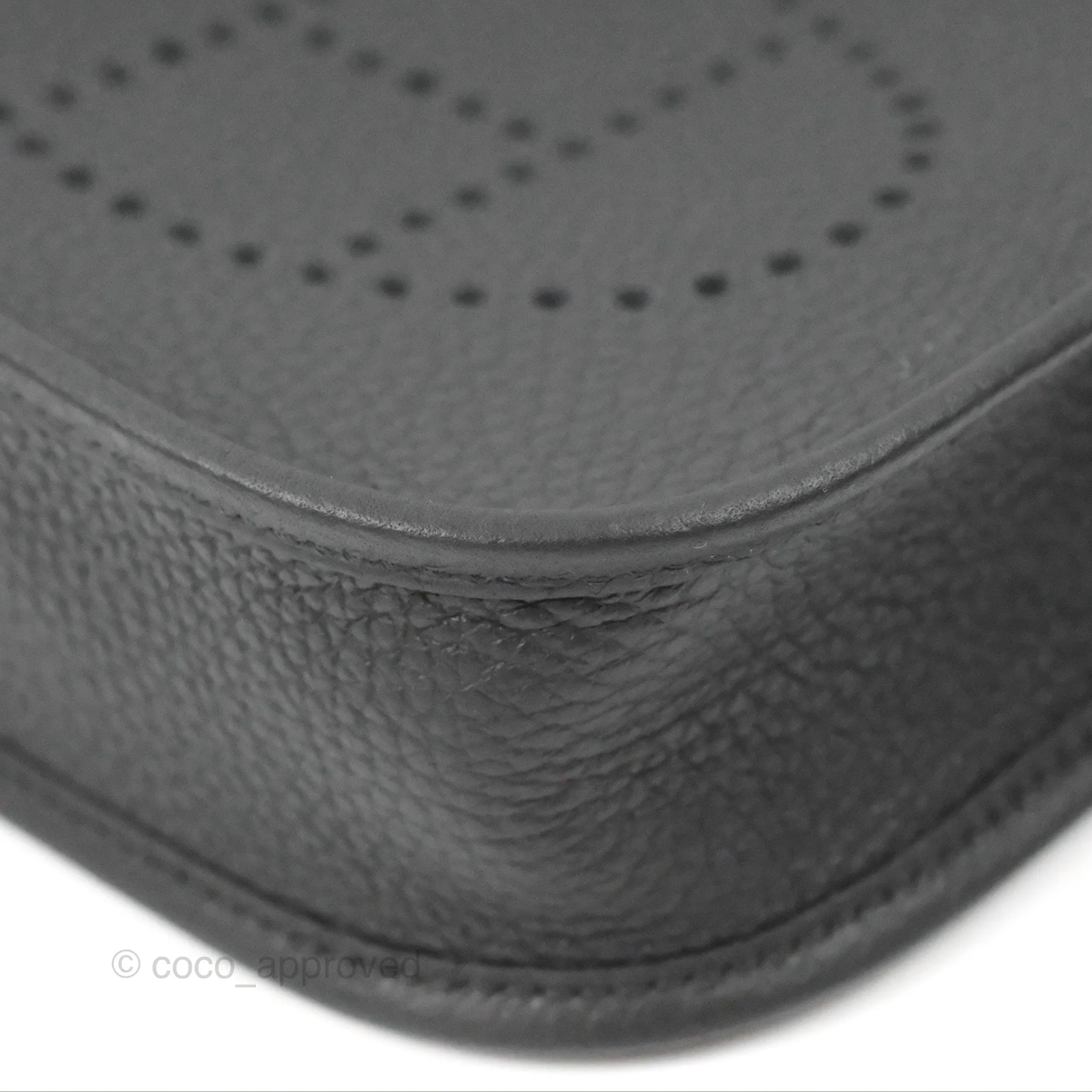 Herms Mini Evelyne 16 Black Clemence Palladium Hardware With Twilly