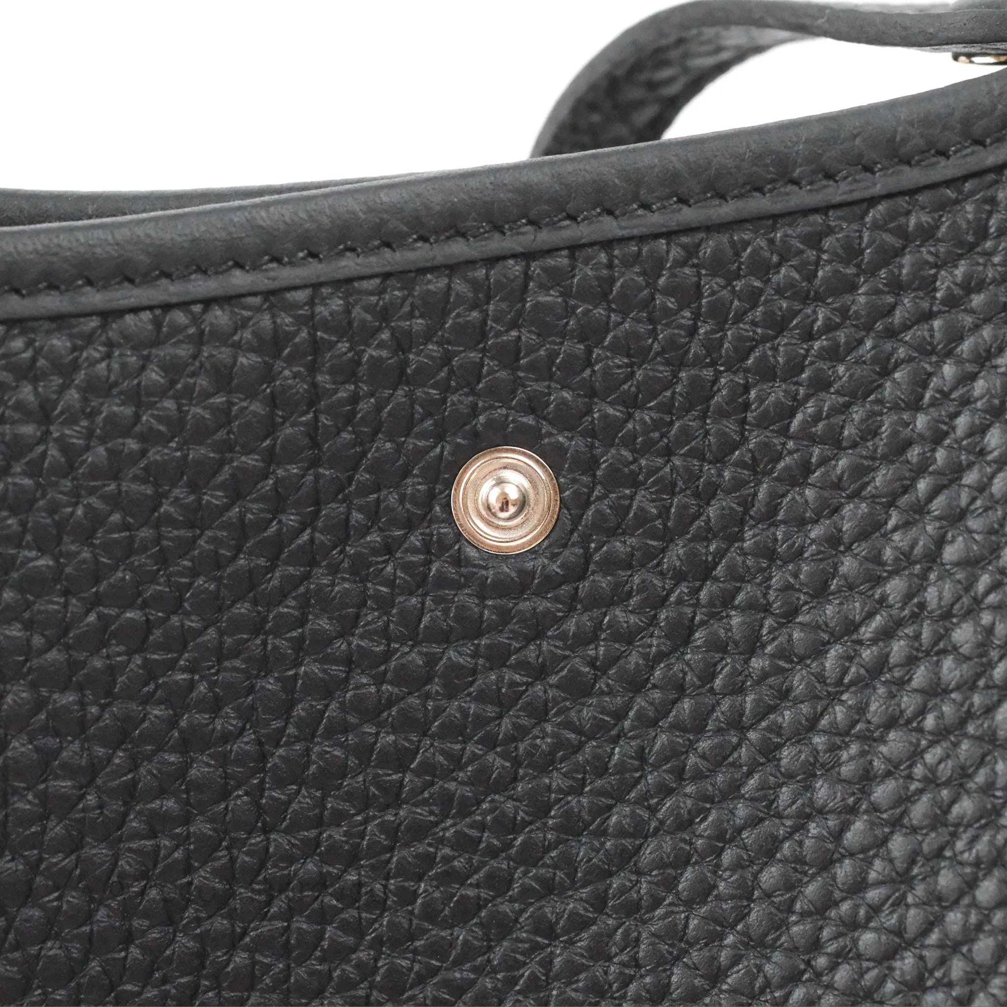 Herms Mini Evelyne 16 Black Clemence Palladium Hardware With Twilly