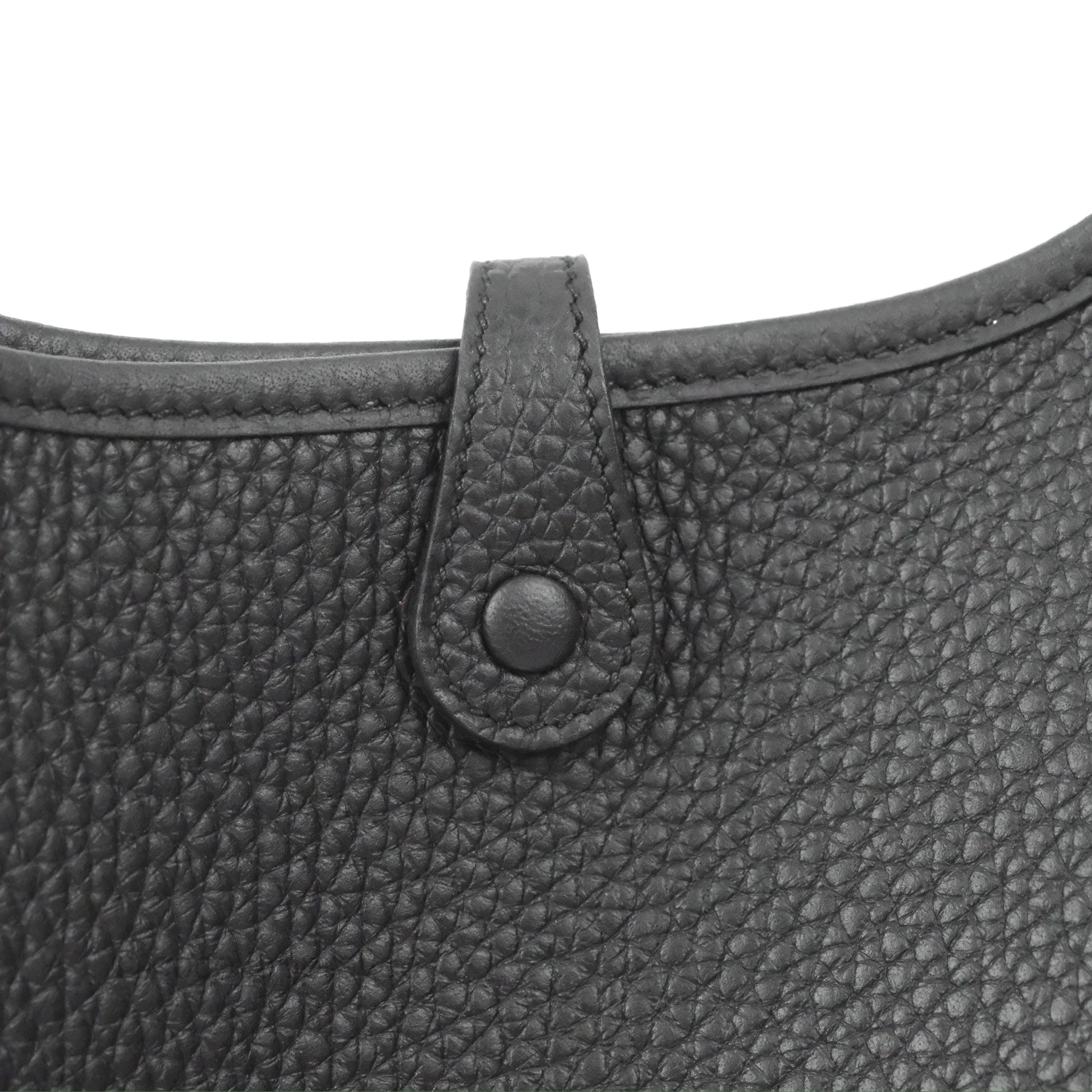 Herms Mini Evelyne 16 Black Clemence Palladium Hardware With Twilly
