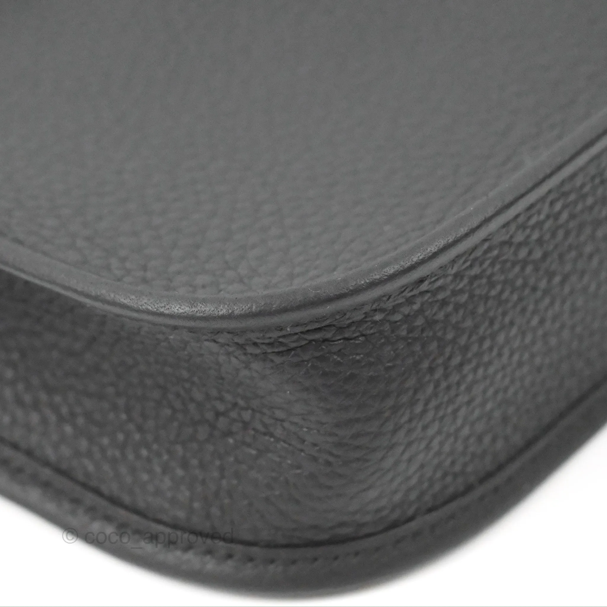 Herms Mini Evelyne 16 Black Clemence Palladium Hardware With Twilly