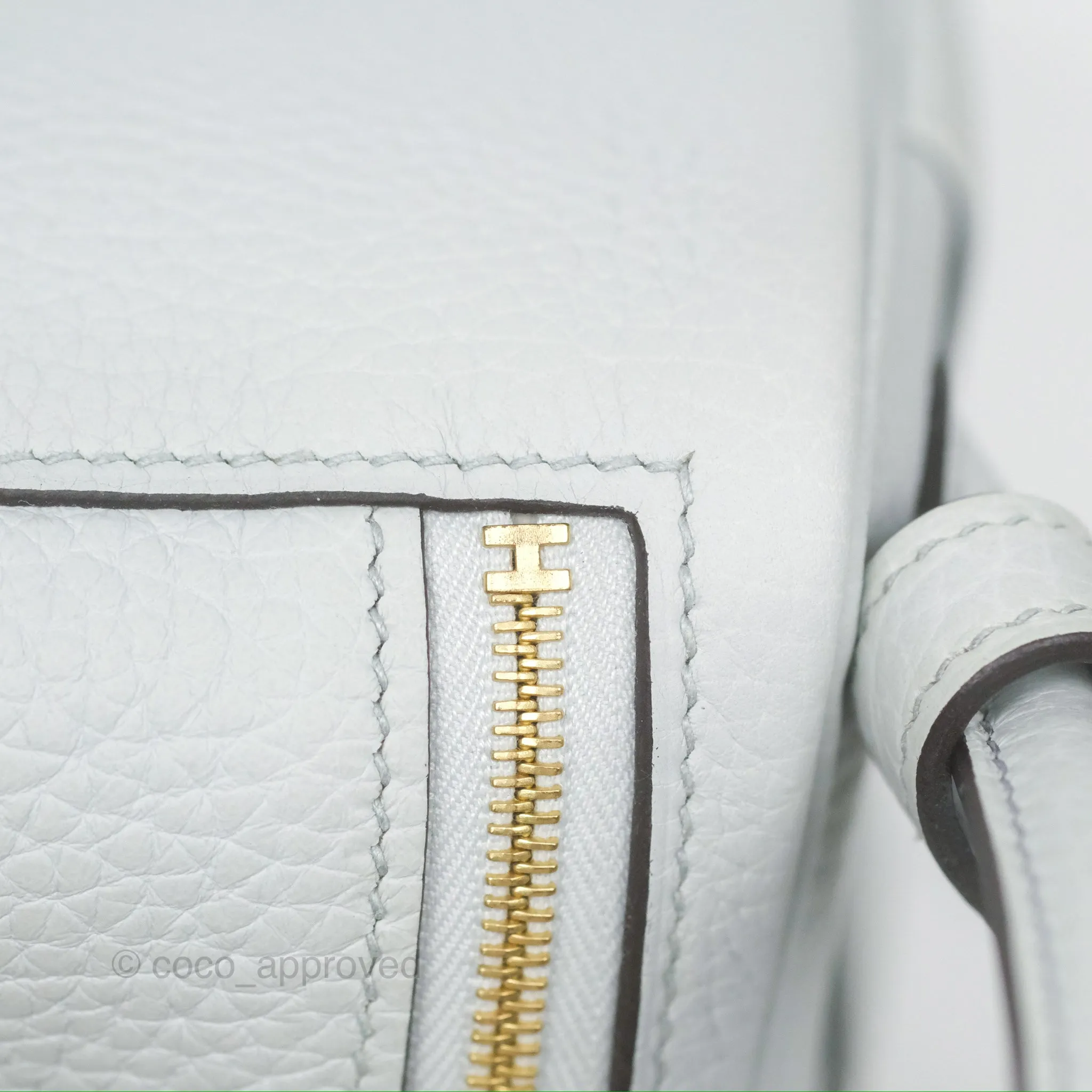 Herms Mini Lindy 20 Bleu Pale Clemence Gold Hardware