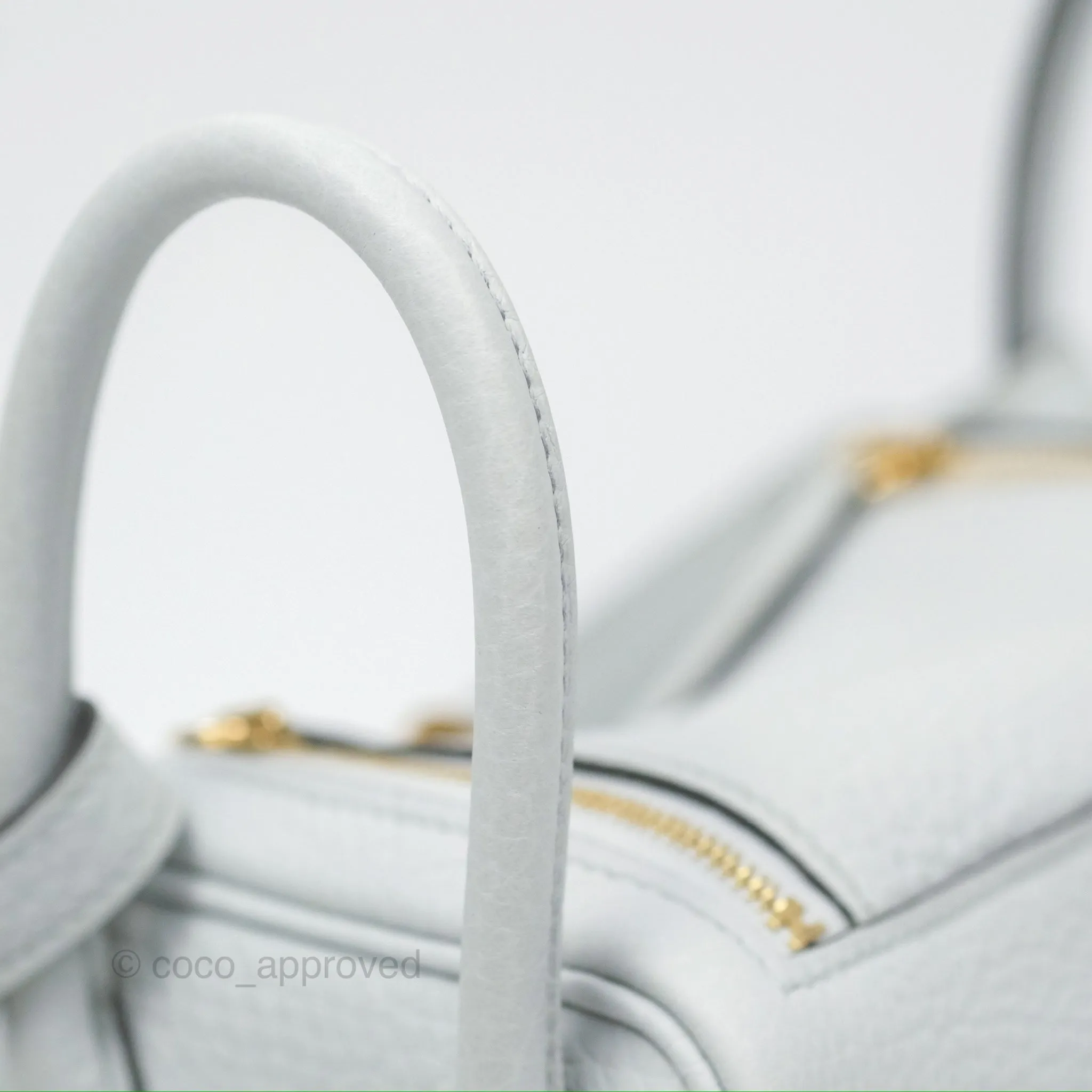Herms Mini Lindy 20 Bleu Pale Clemence Gold Hardware