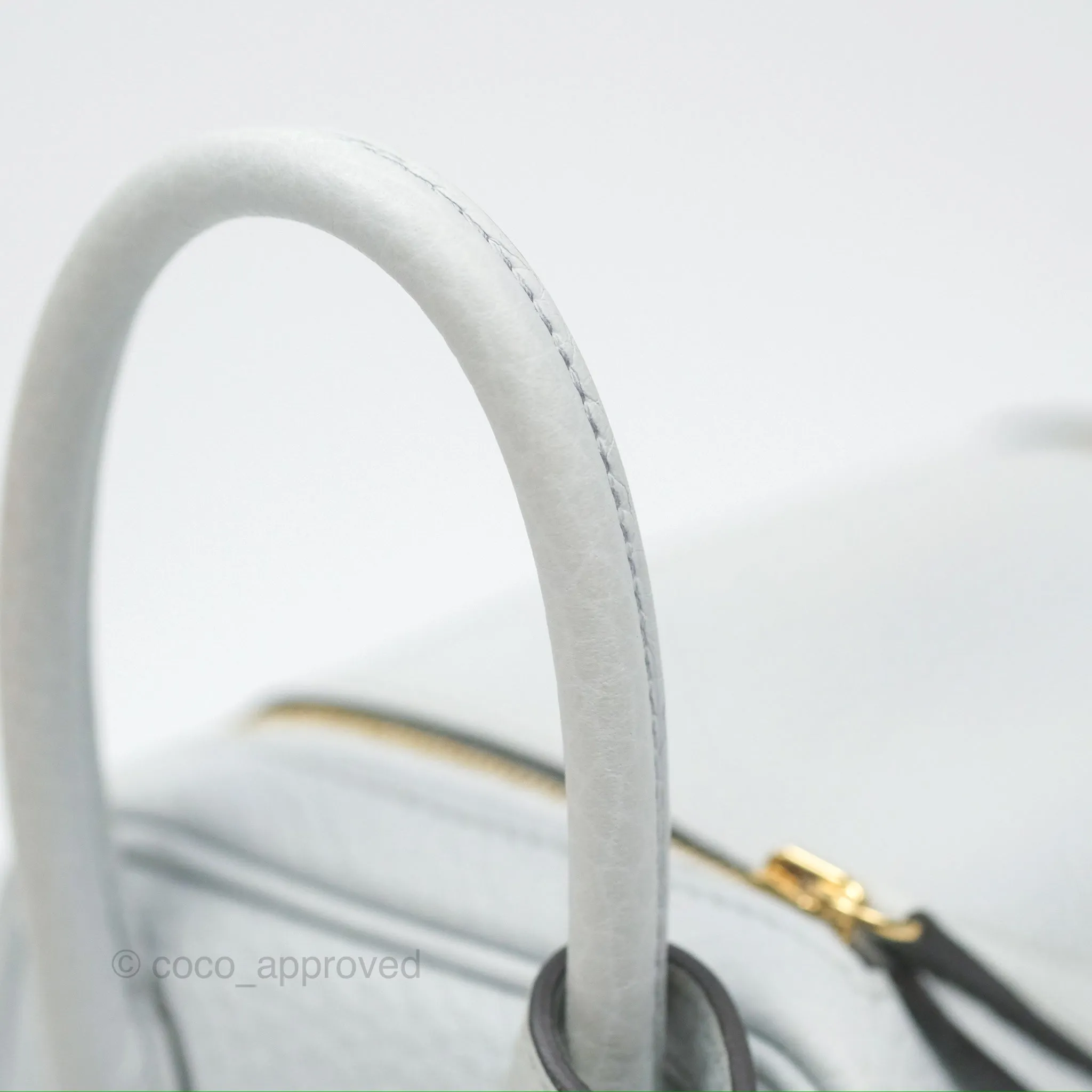 Herms Mini Lindy 20 Bleu Pale Clemence Gold Hardware