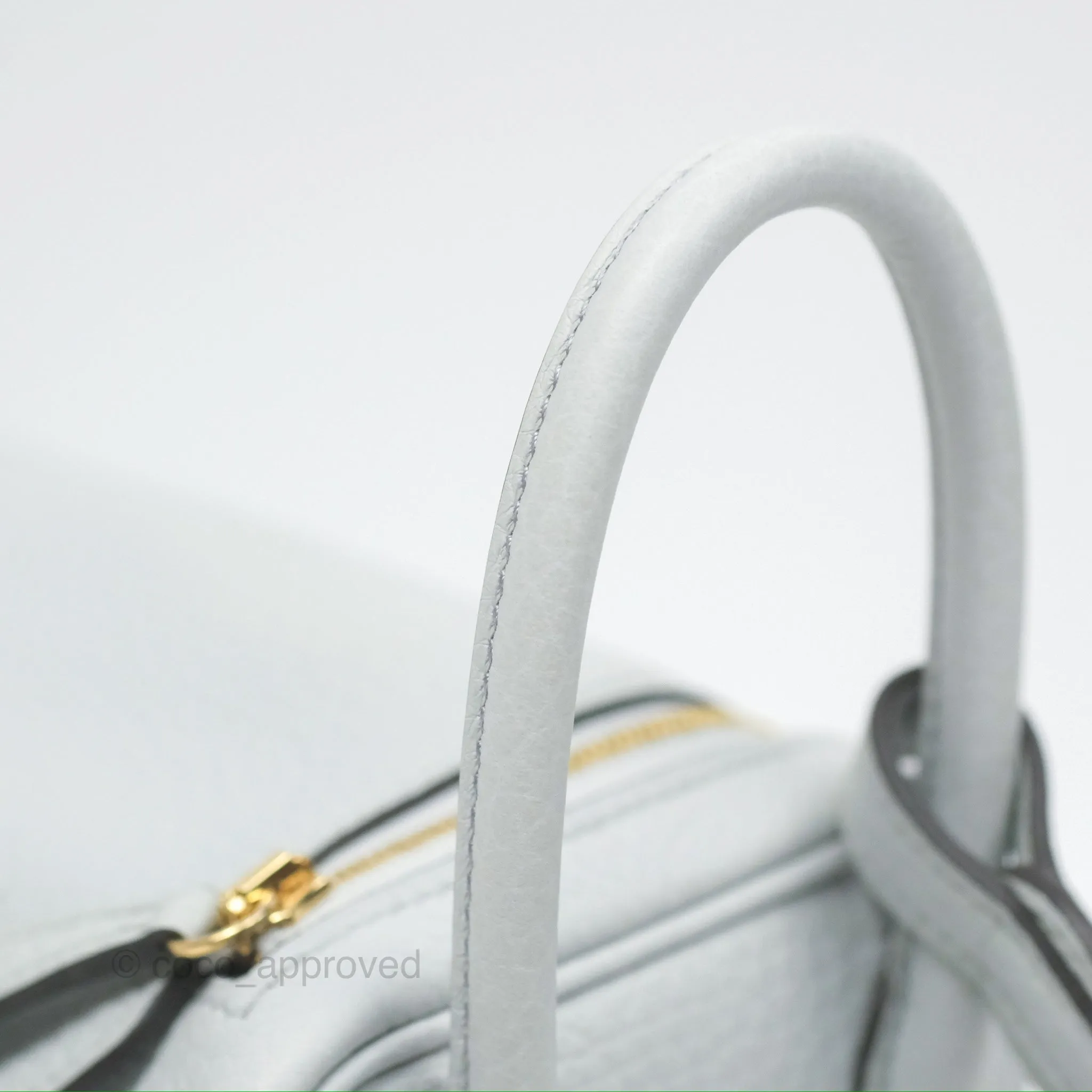 Herms Mini Lindy 20 Bleu Pale Clemence Gold Hardware