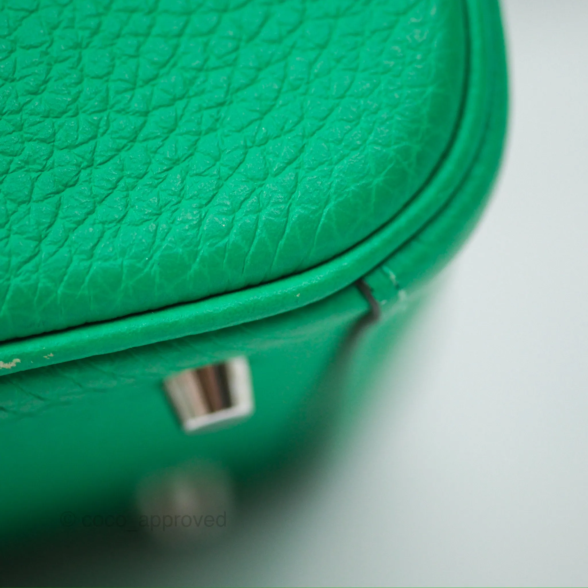 Herms Mini Lindy 20 Menthe 6W Clemence Palladium Hardware