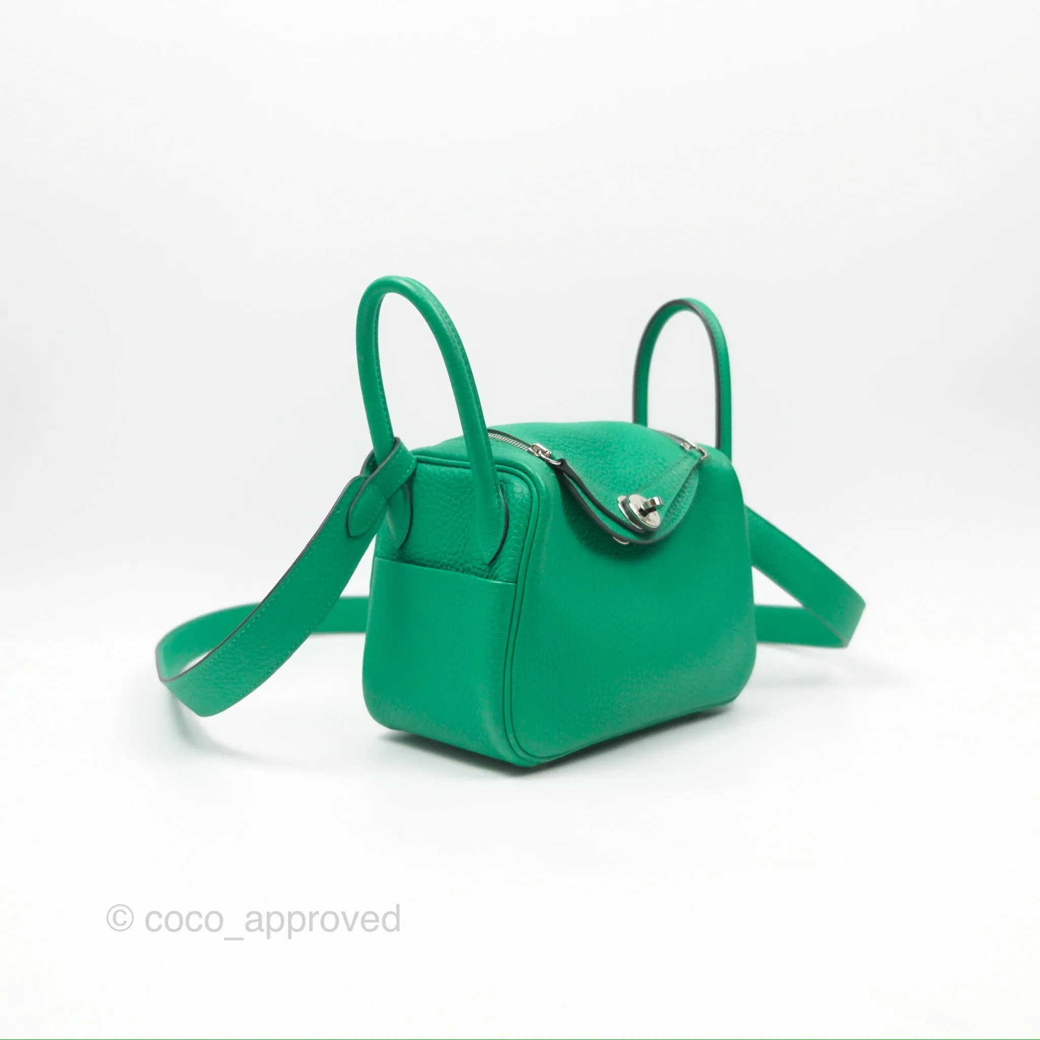 Herms Mini Lindy 20 Menthe 6W Clemence Palladium Hardware