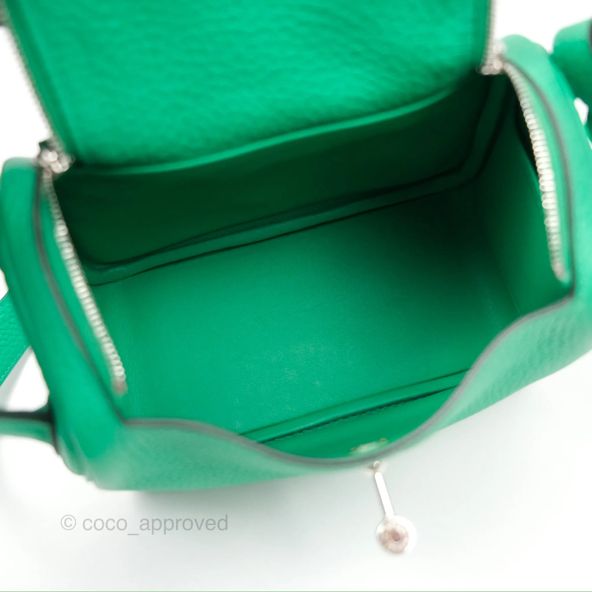 Herms Mini Lindy 20 Menthe 6W Clemence Palladium Hardware