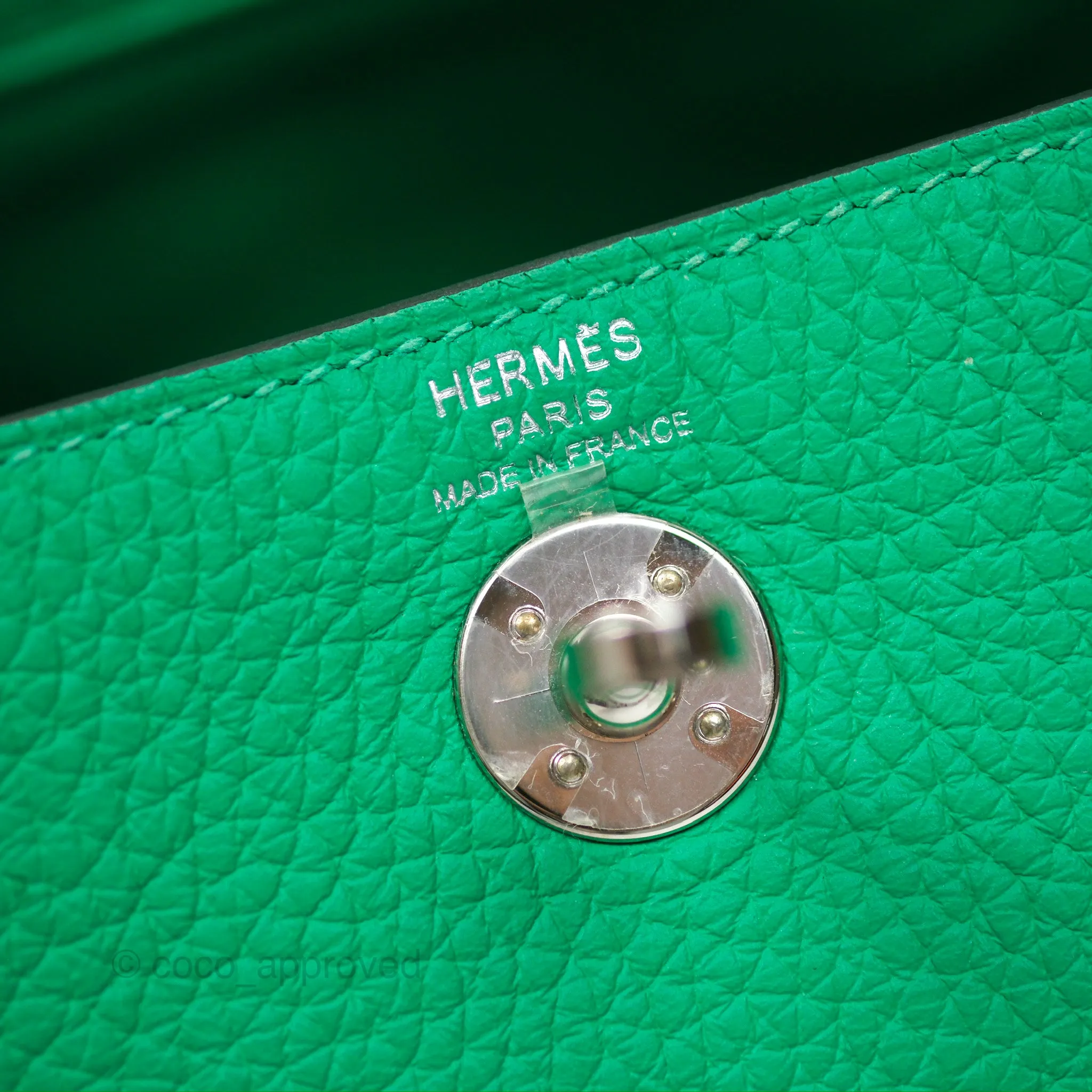 Herms Mini Lindy 20 Menthe 6W Clemence Palladium Hardware