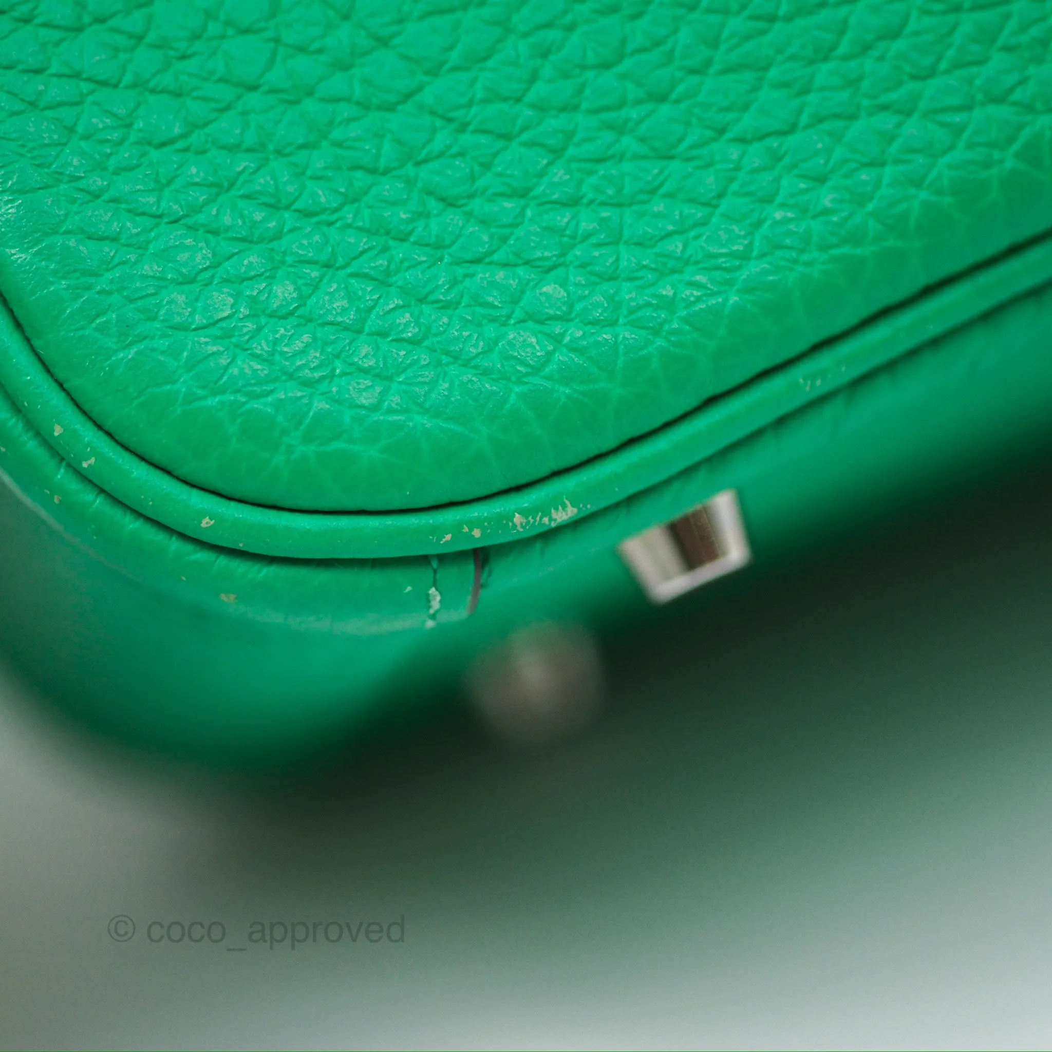 Herms Mini Lindy 20 Menthe 6W Clemence Palladium Hardware
