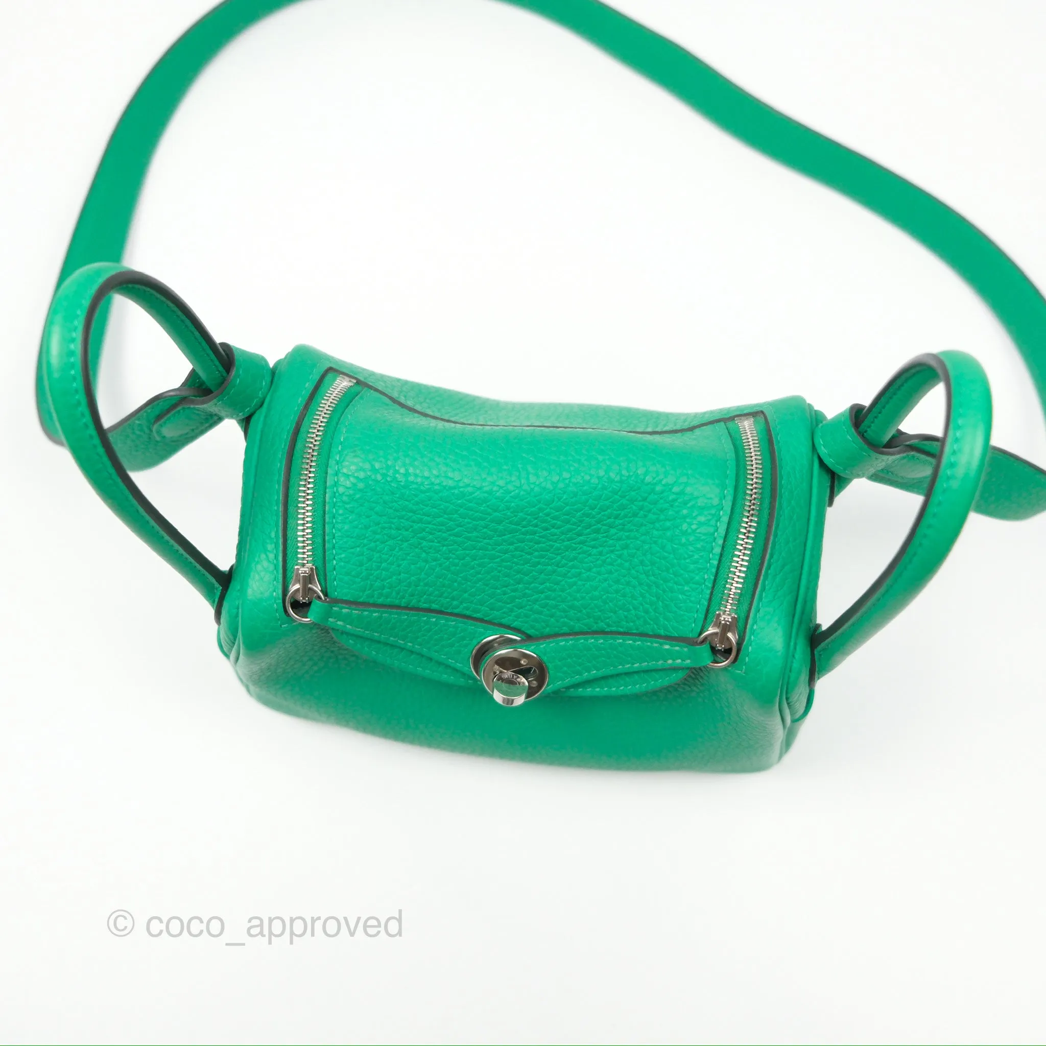 Herms Mini Lindy 20 Menthe 6W Clemence Palladium Hardware