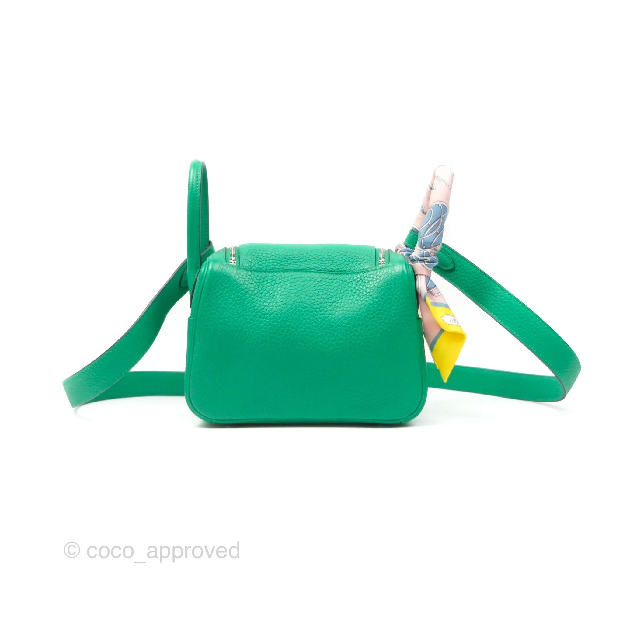 Herms Mini Lindy 20 Menthe 6W Clemence Palladium Hardware