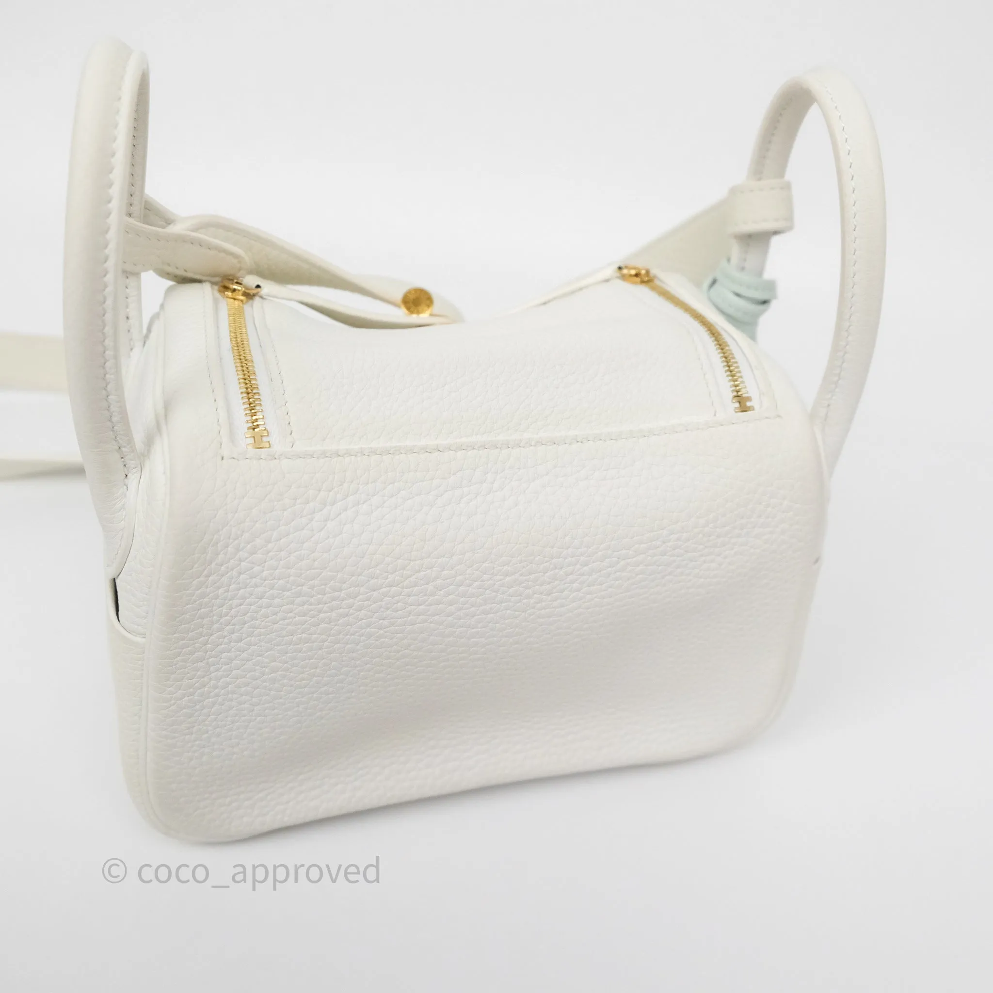 Herms Mini Lindy 20 New White 0U Clemence Gold Hardware