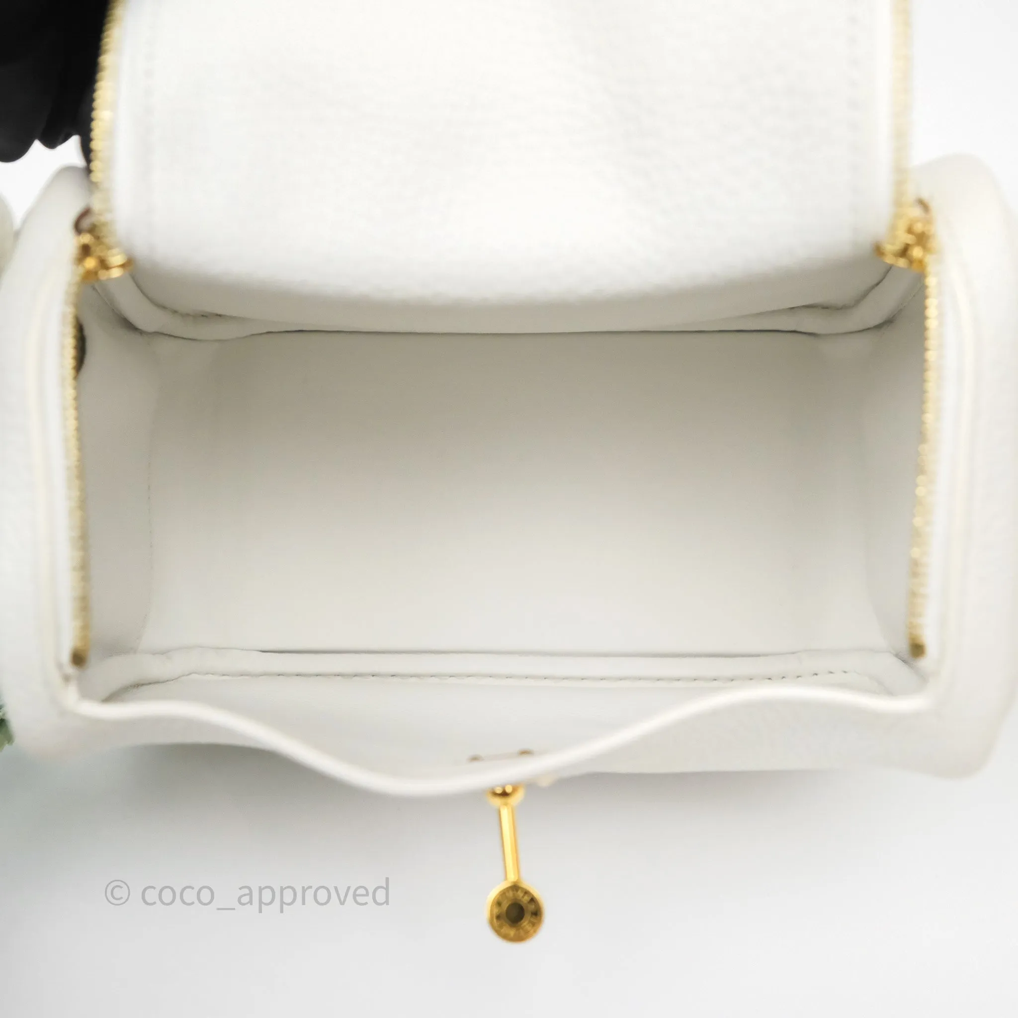 Herms Mini Lindy 20 New White 0U Clemence Gold Hardware