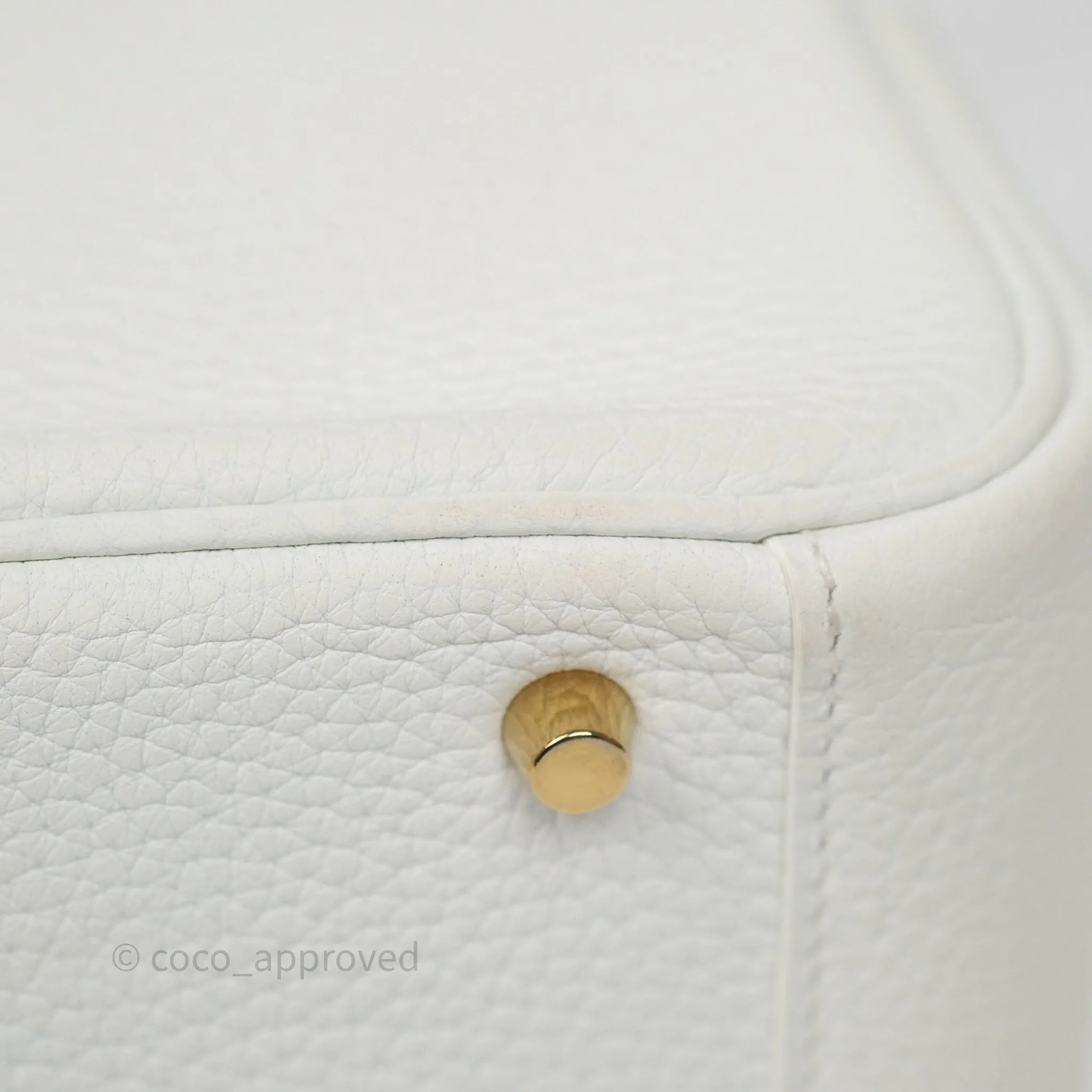Herms Mini Lindy 20 New White 0U Clemence Gold Hardware