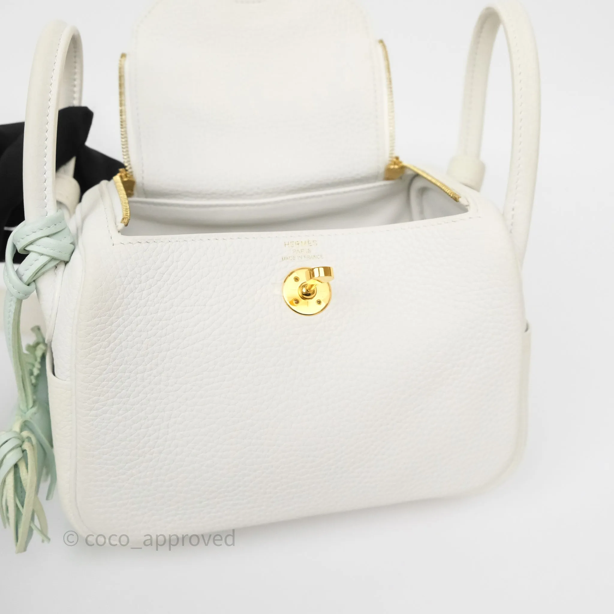 Herms Mini Lindy 20 New White 0U Clemence Gold Hardware