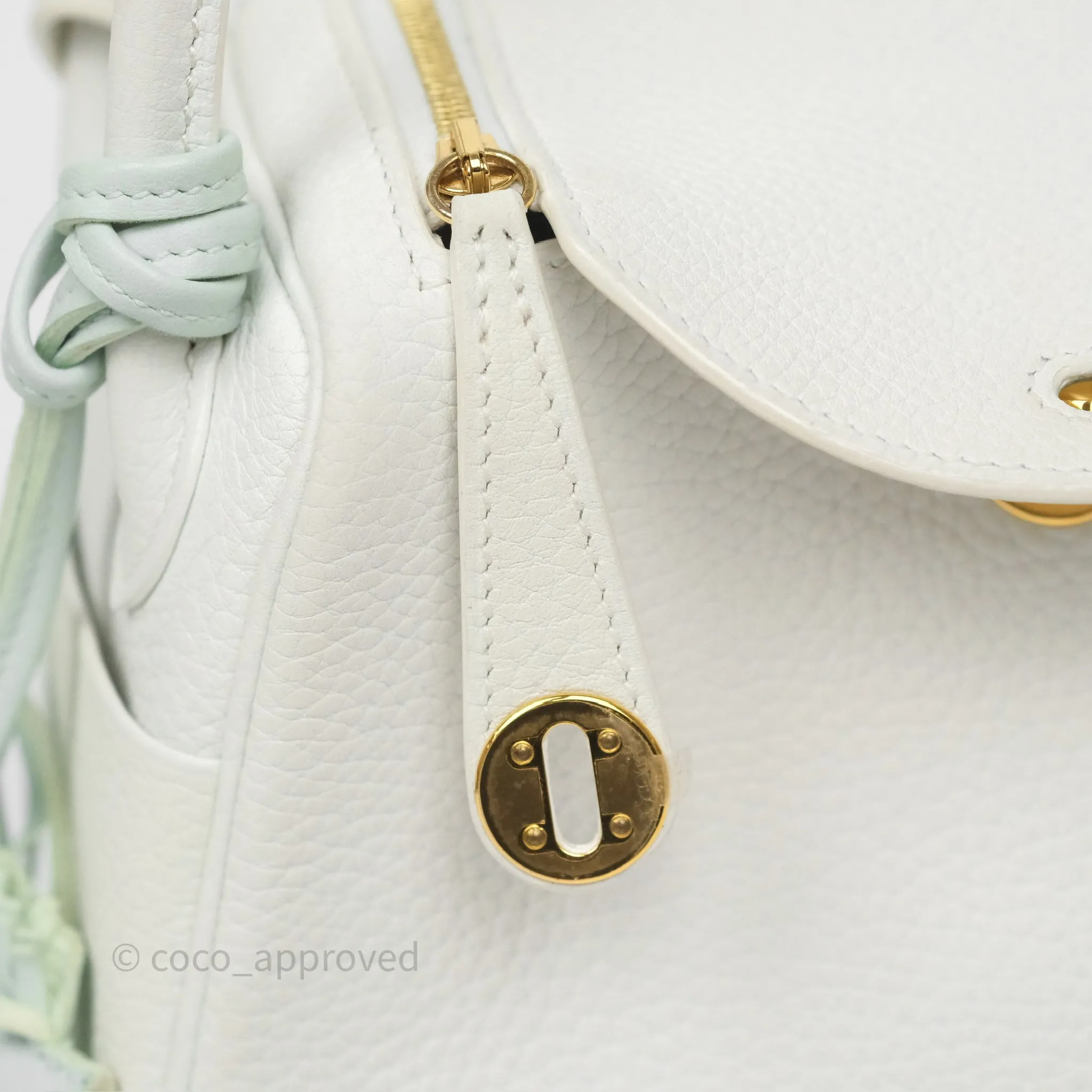 Herms Mini Lindy 20 New White 0U Clemence Gold Hardware