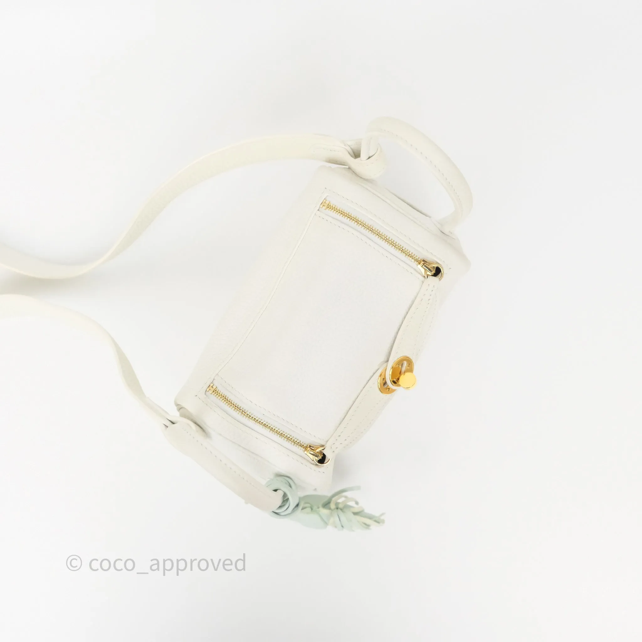 Herms Mini Lindy 20 New White 0U Clemence Gold Hardware
