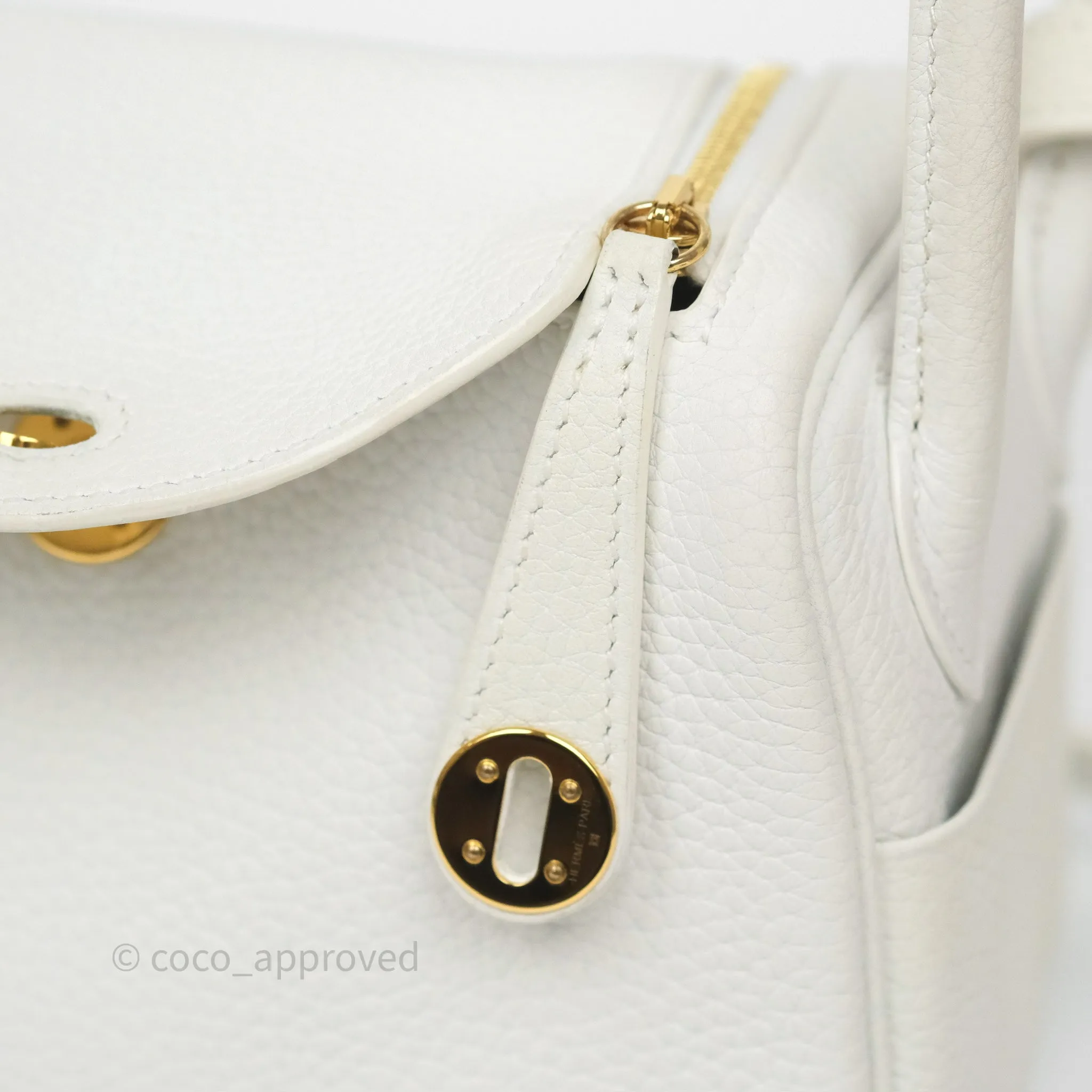 Herms Mini Lindy 20 New White 0U Clemence Gold Hardware