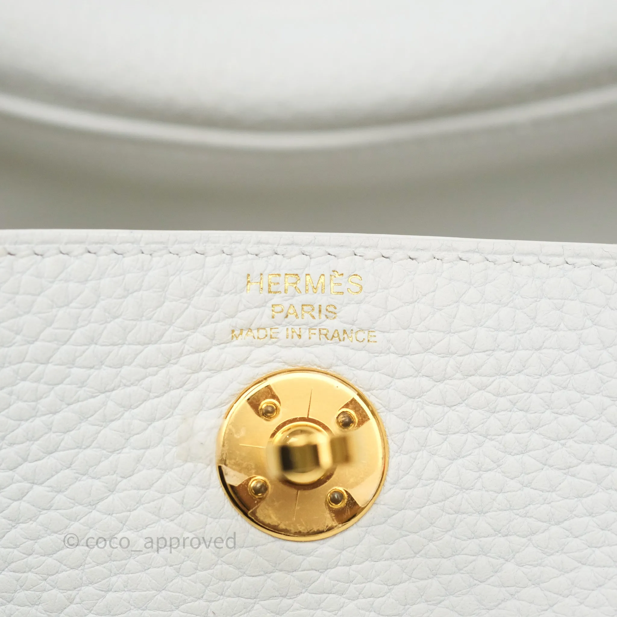 Herms Mini Lindy 20 New White 0U Clemence Gold Hardware