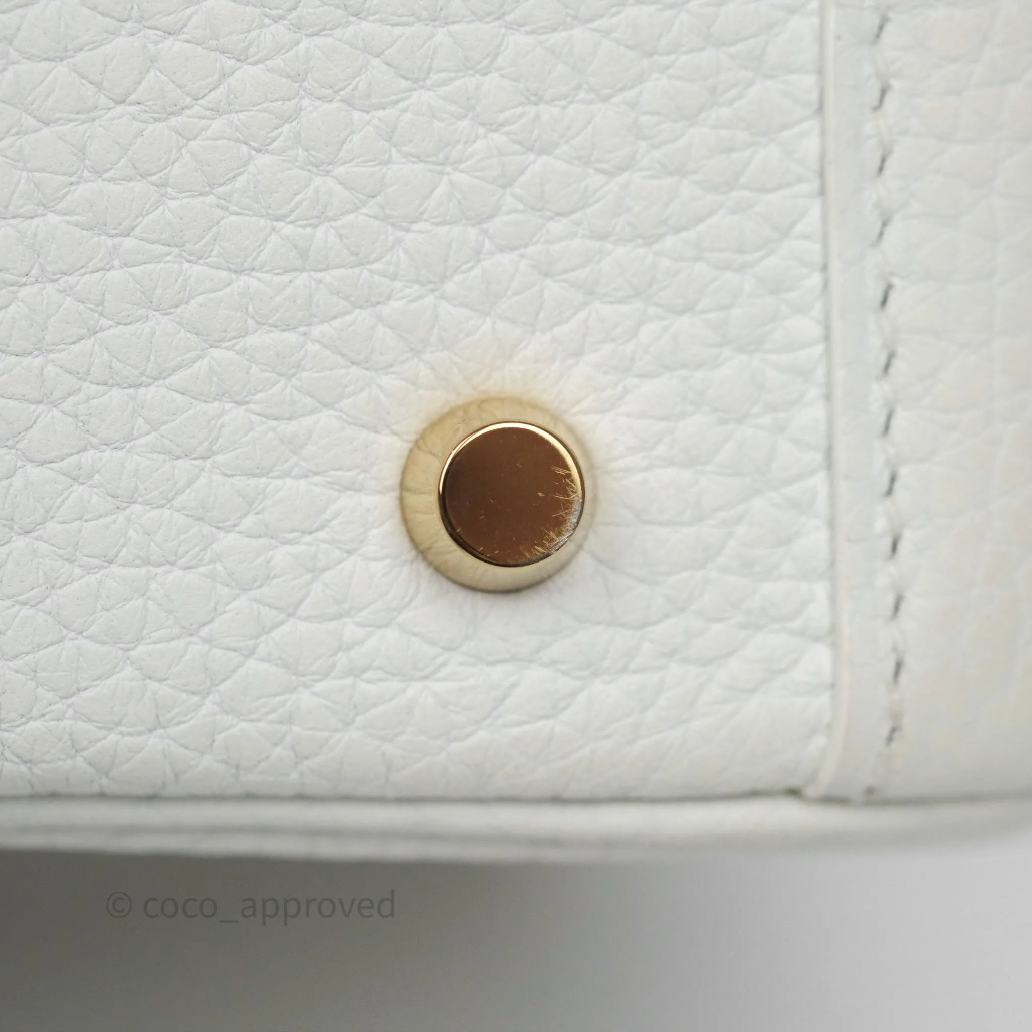 Herms Mini Lindy 20 New White 0U Clemence Gold Hardware