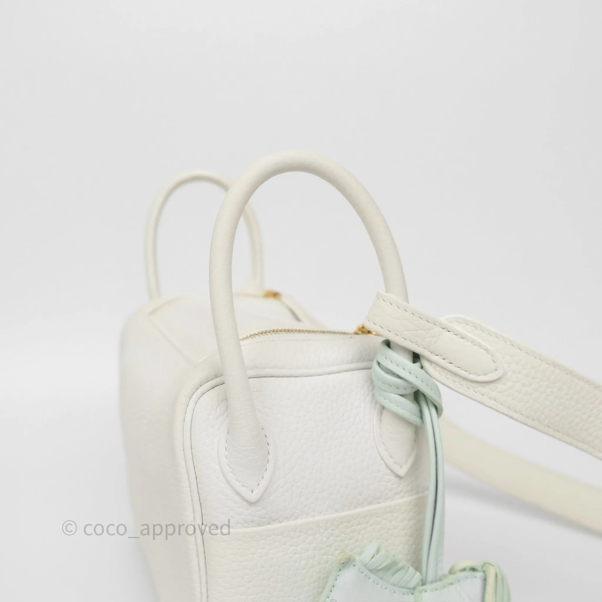 Herms Mini Lindy 20 New White 0U Clemence Gold Hardware