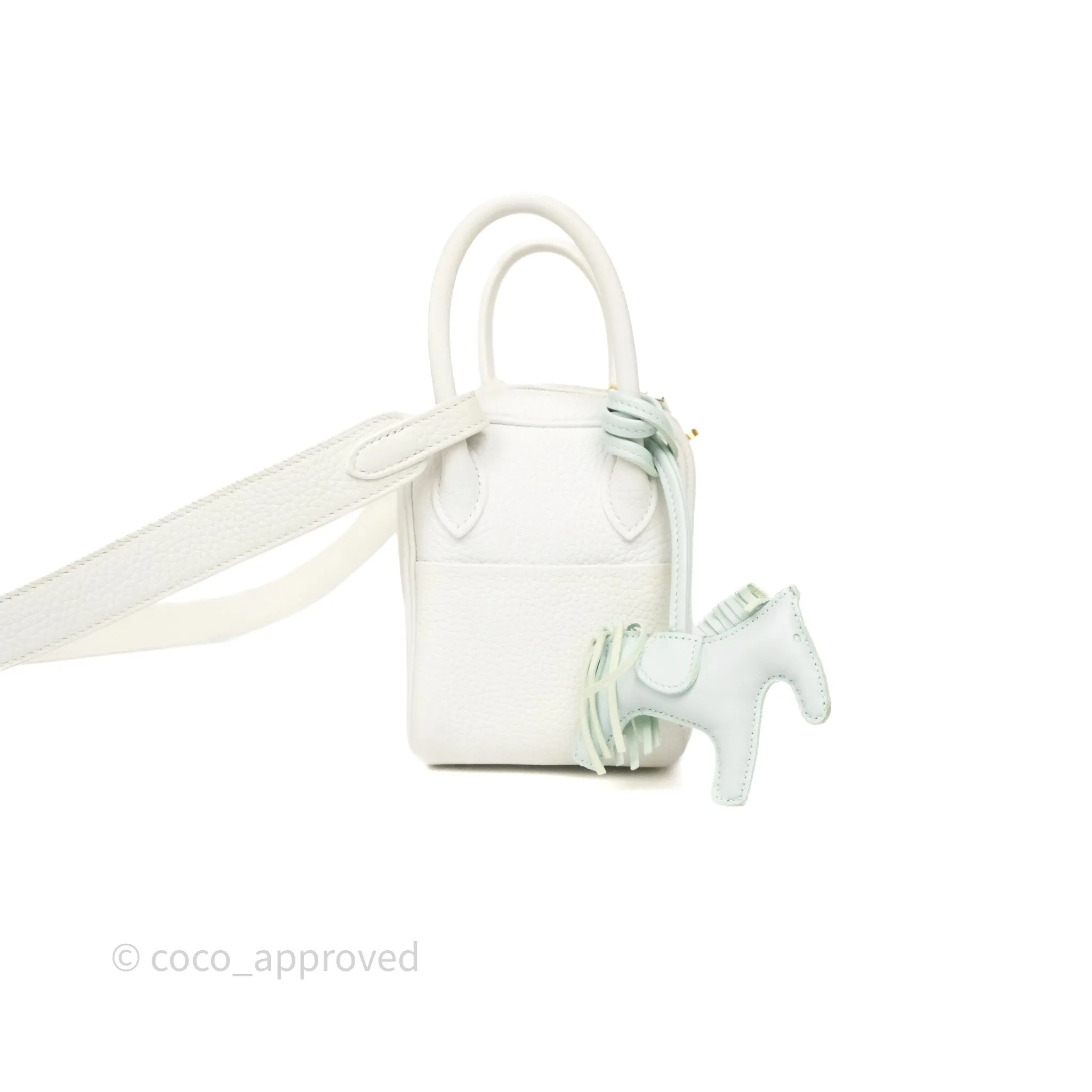 Herms Mini Lindy 20 New White 0U Clemence Gold Hardware