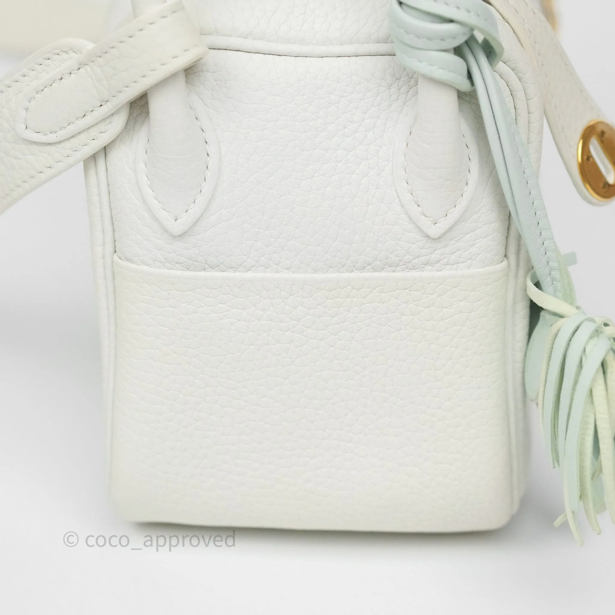 Herms Mini Lindy 20 New White 0U Clemence Gold Hardware