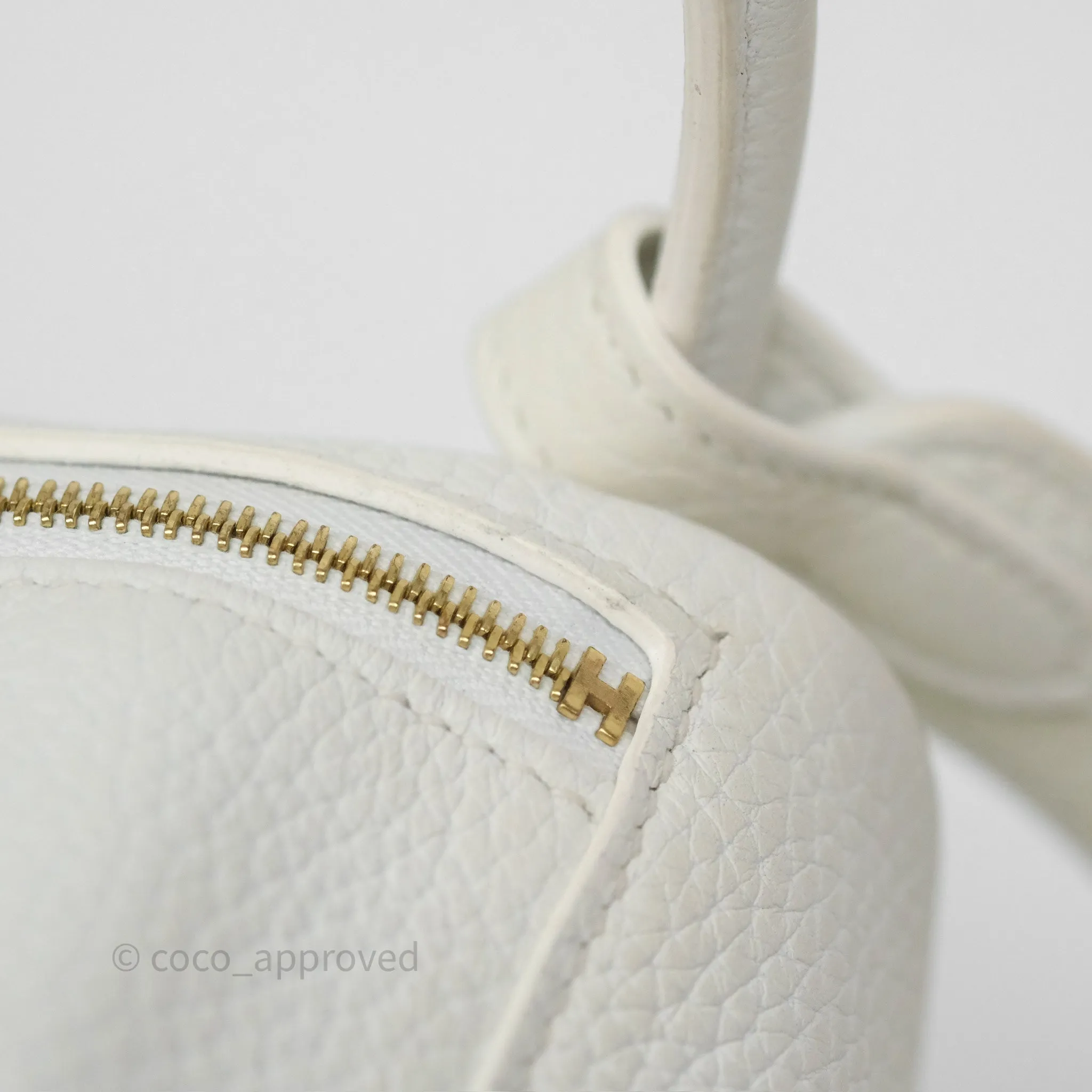 Herms Mini Lindy 20 New White 0U Clemence Gold Hardware