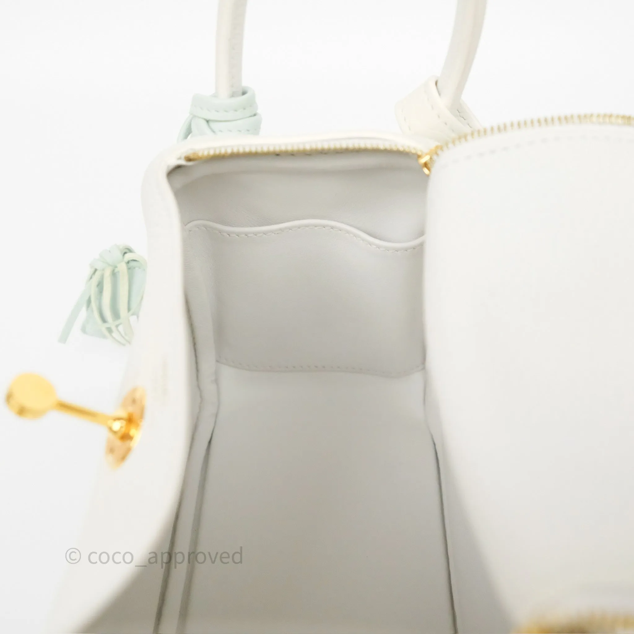 Herms Mini Lindy 20 New White 0U Clemence Gold Hardware