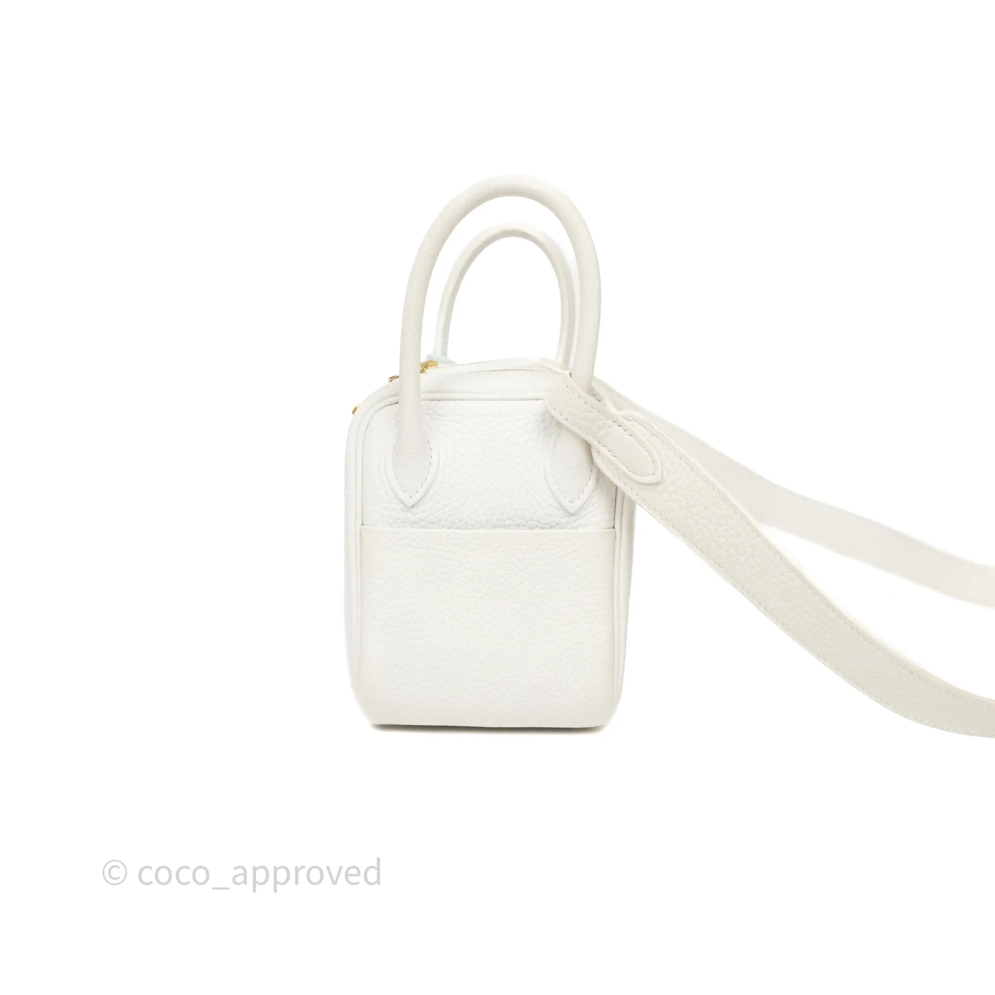 Herms Mini Lindy 20 New White 0U Clemence Gold Hardware