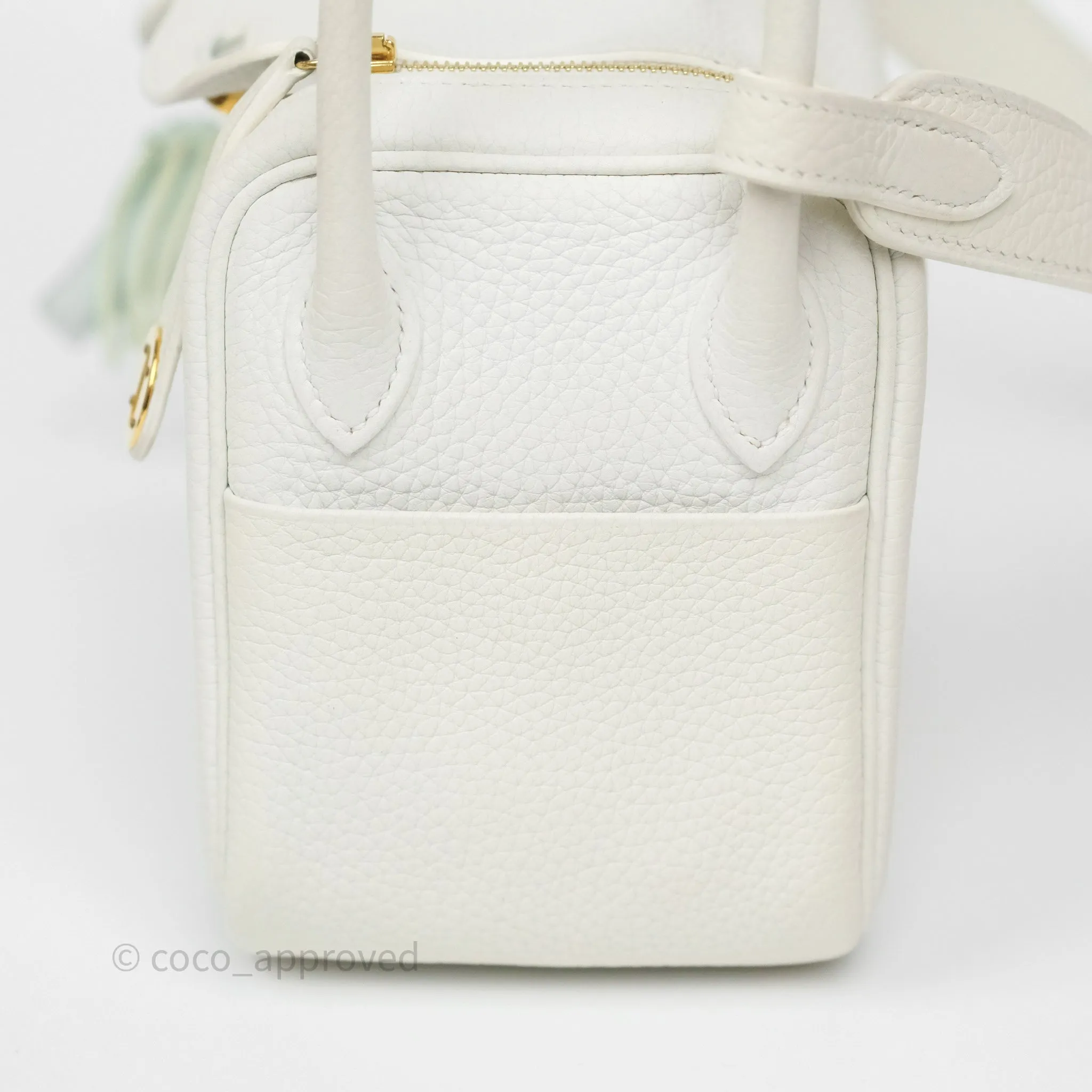 Herms Mini Lindy 20 New White 0U Clemence Gold Hardware