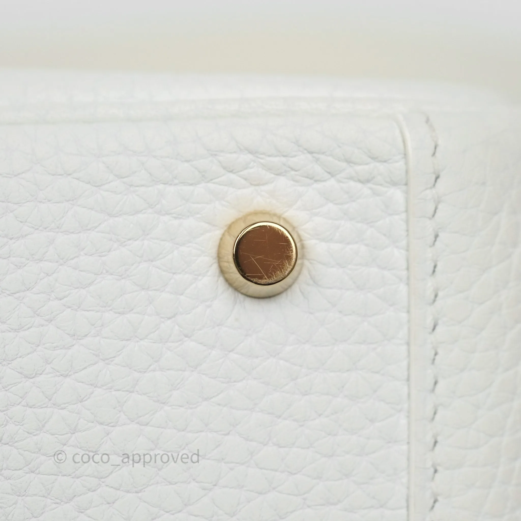 Herms Mini Lindy 20 New White 0U Clemence Gold Hardware