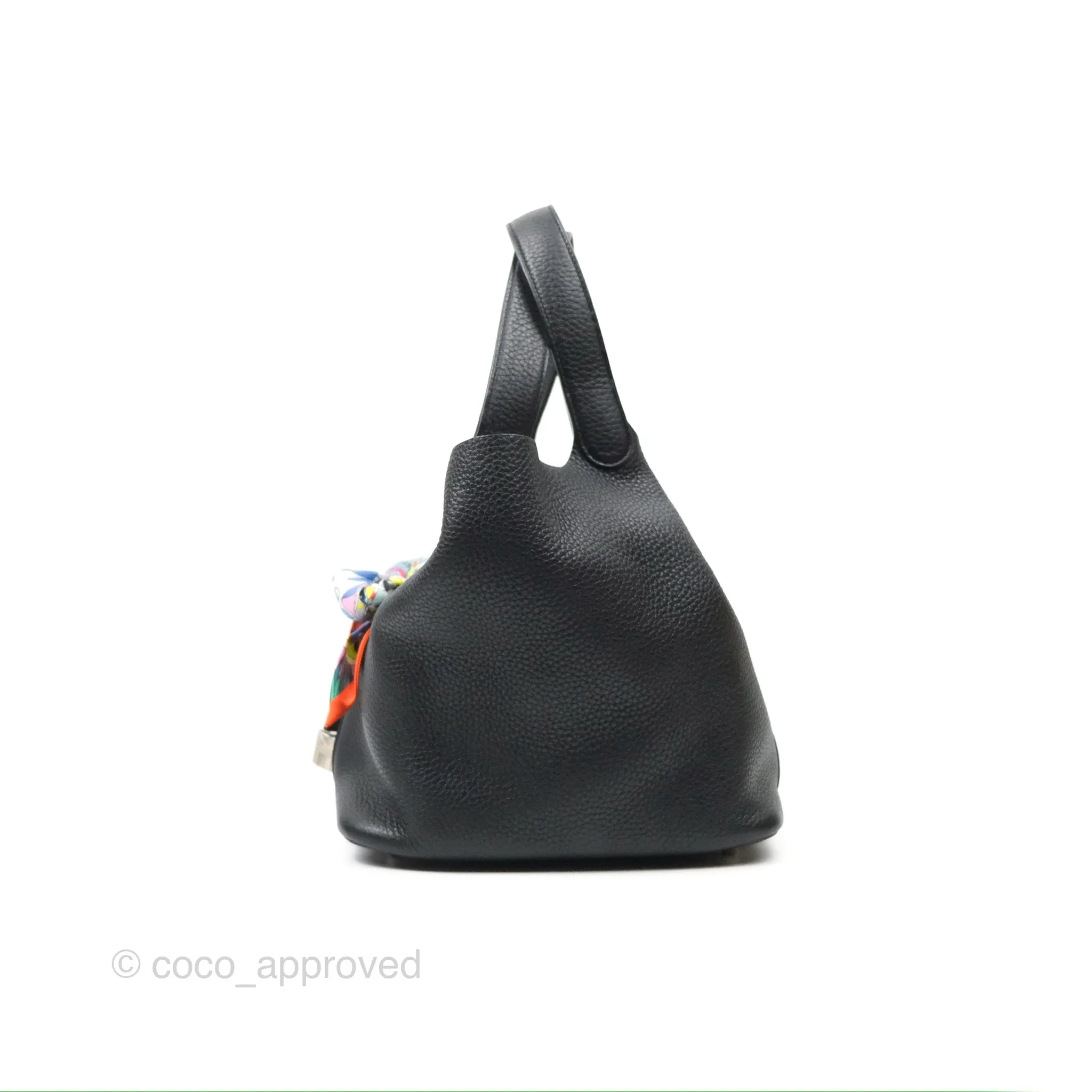Herms Picotin 22 Black Noir 89 Clemence Palladium Hardware