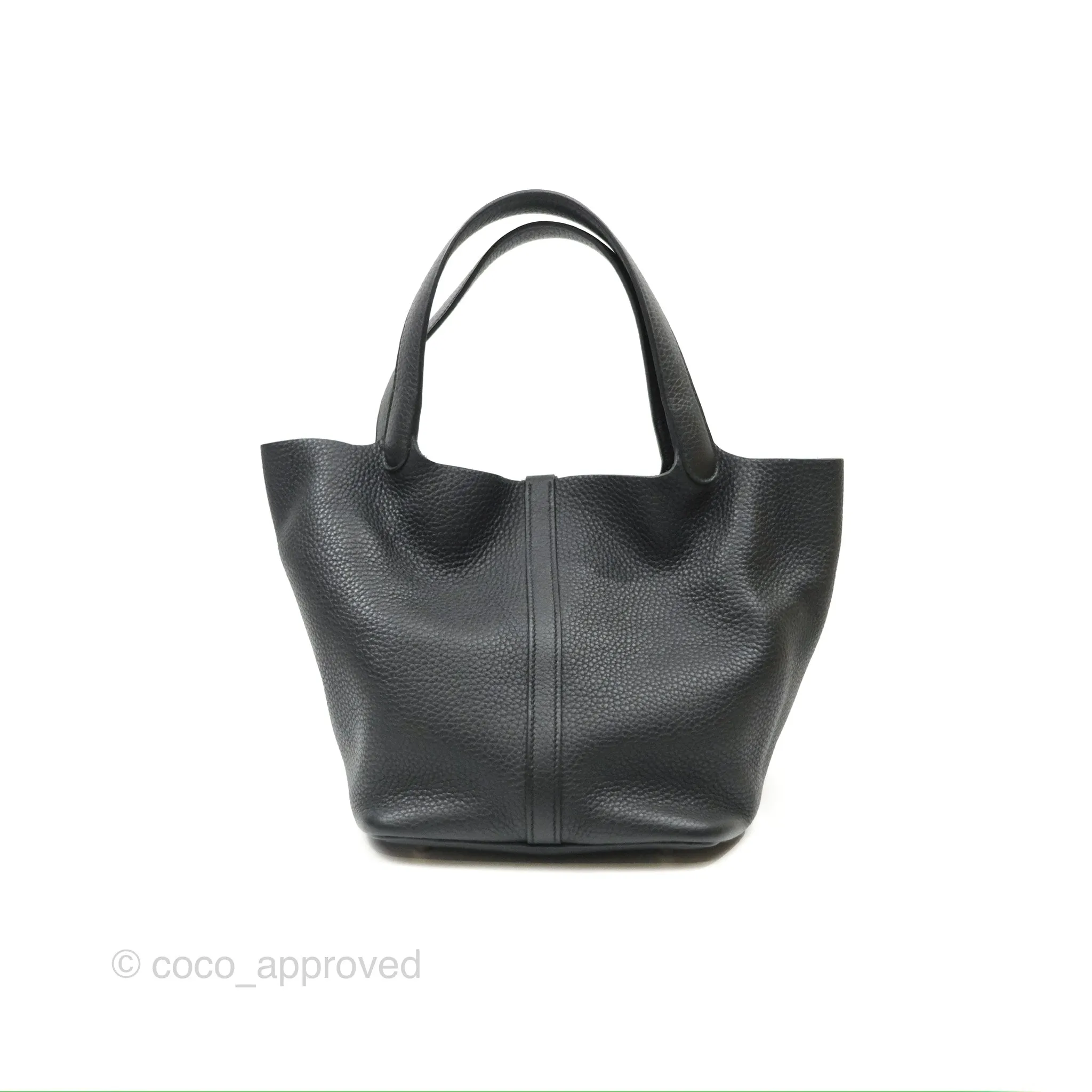 Herms Picotin 22 Black Noir 89 Clemence Palladium Hardware