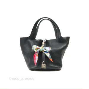 Herms Picotin 22 Black Noir 89 Clemence Palladium Hardware