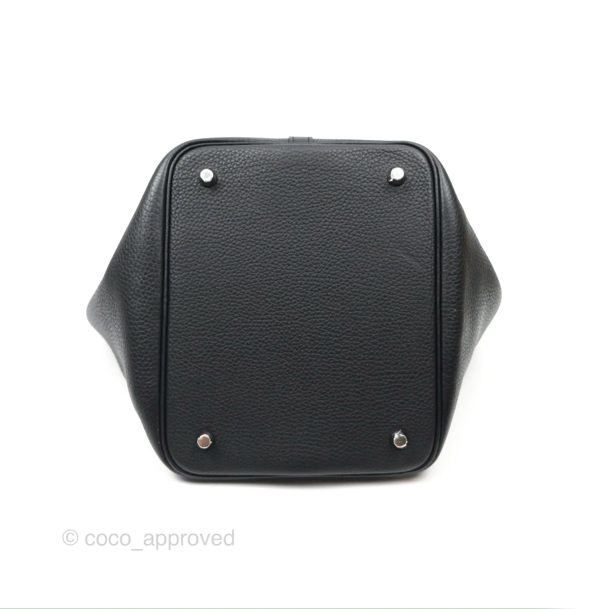 Herms Picotin 22 Black Noir 89 Clemence Palladium Hardware